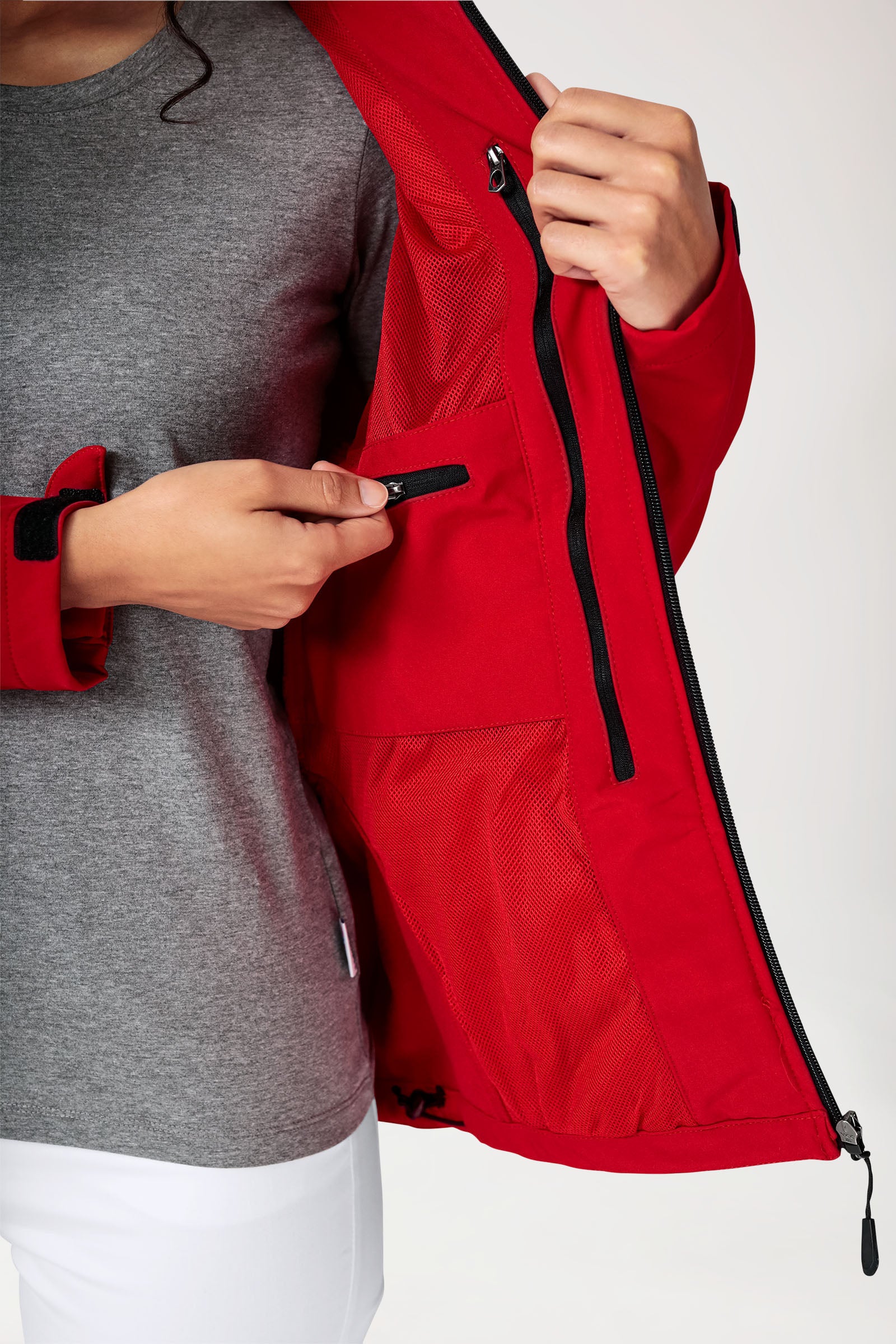 Softshell Veste mixte - à capuche rouge