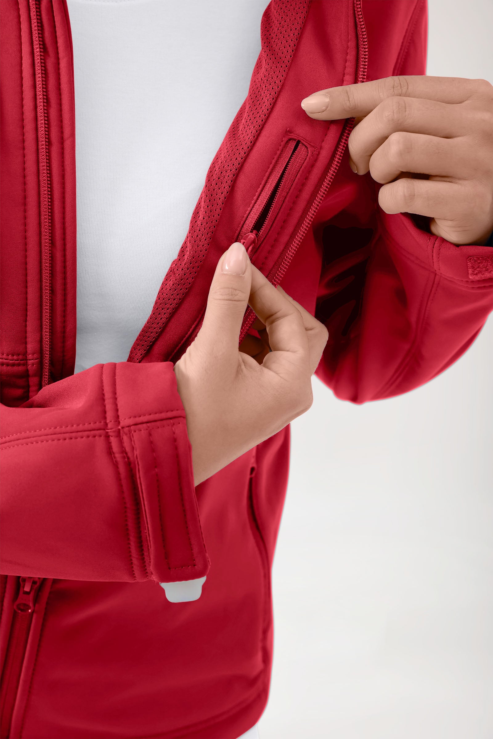 Softshell Veste mixte - à capuche rouge
