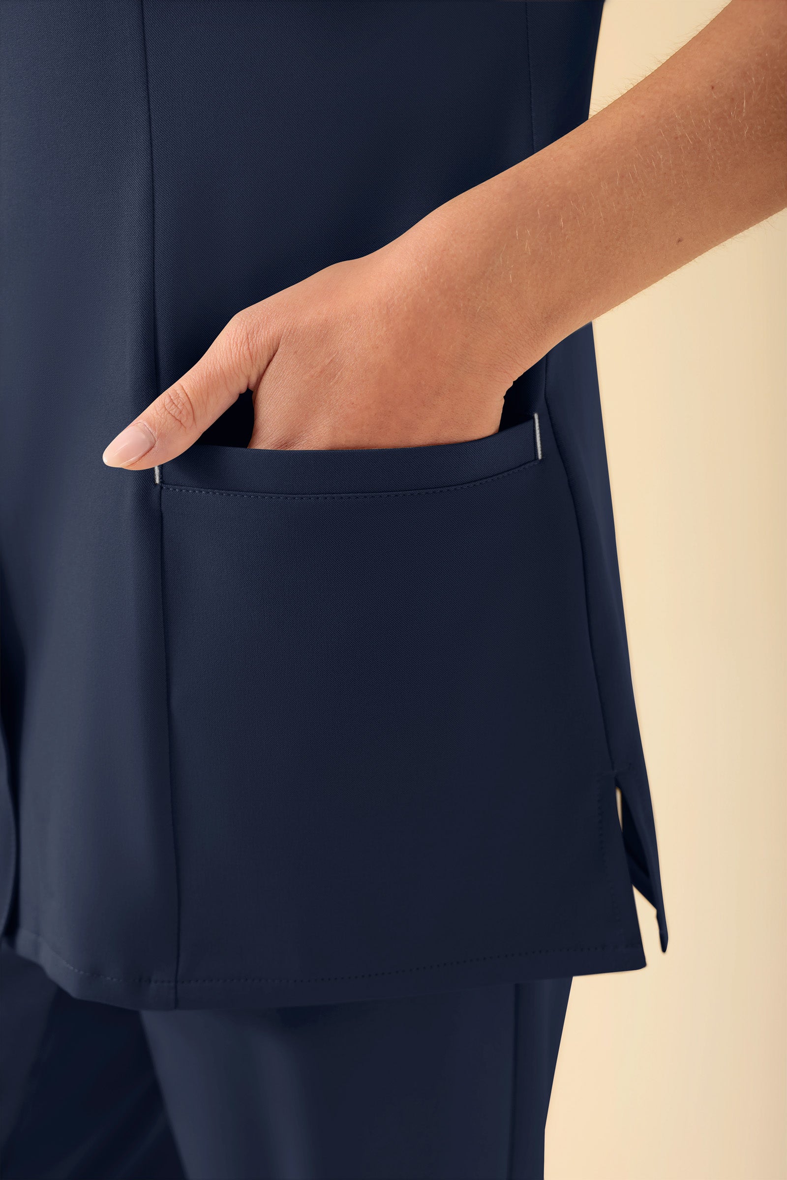 KAERE Blouse Femme - Patte de boutonnage navy