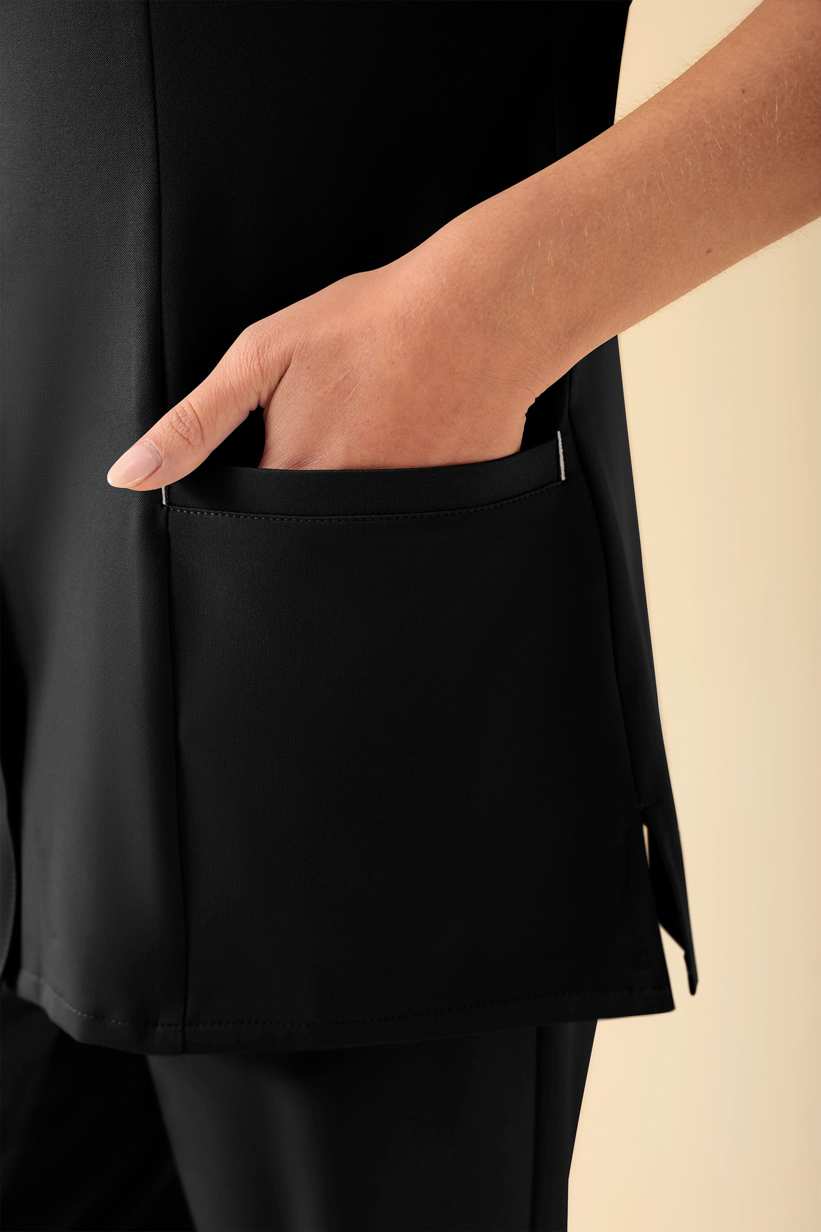 KAERE Blouse Femme - Patte de boutonnage noir