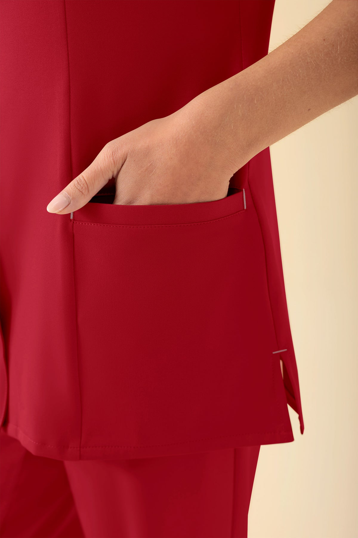 KAERE Blouse Femme - Patte de boutonnage rouge