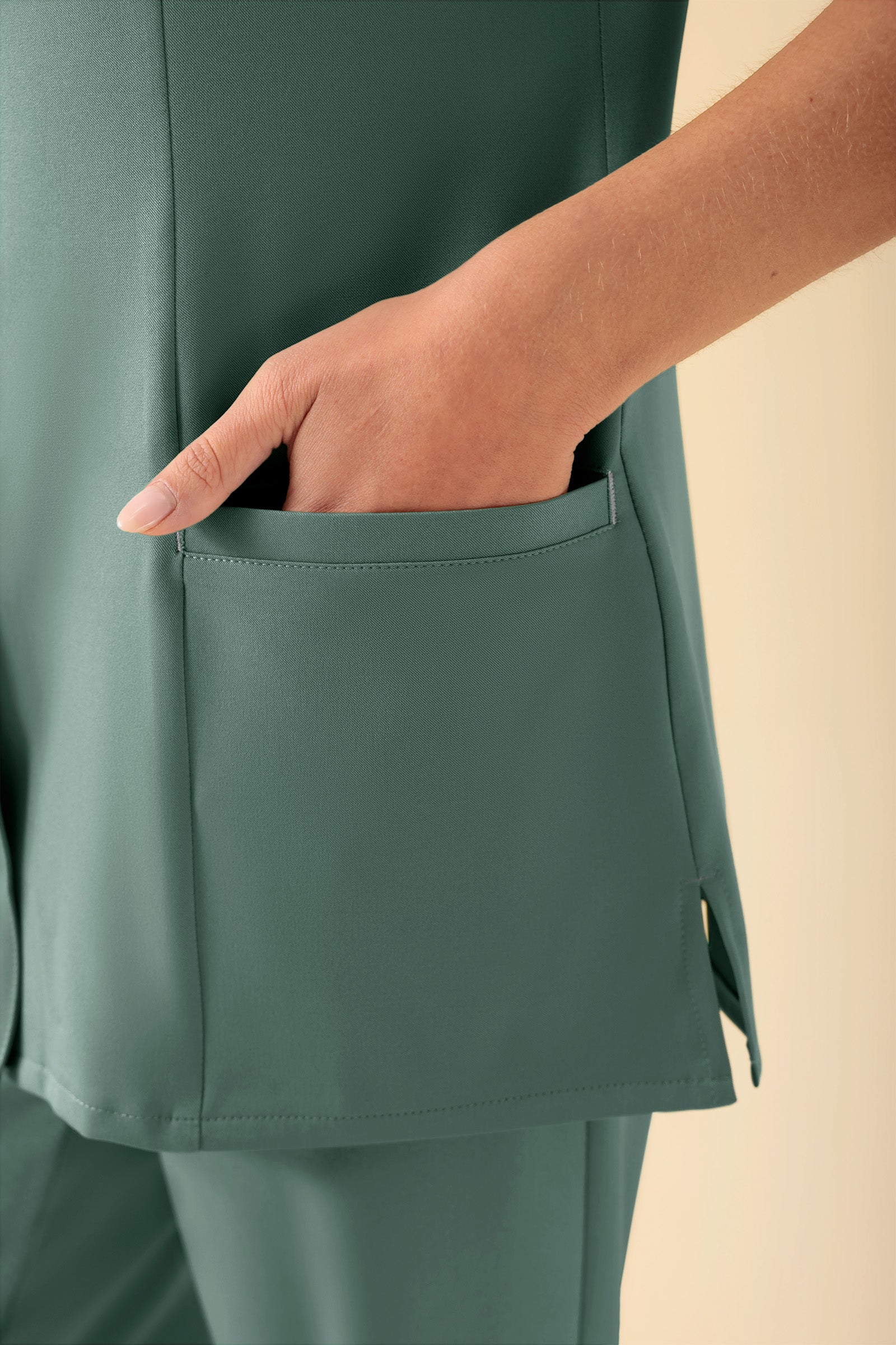 KAERE Blouse Femme - Patte de boutonnage vert foncé