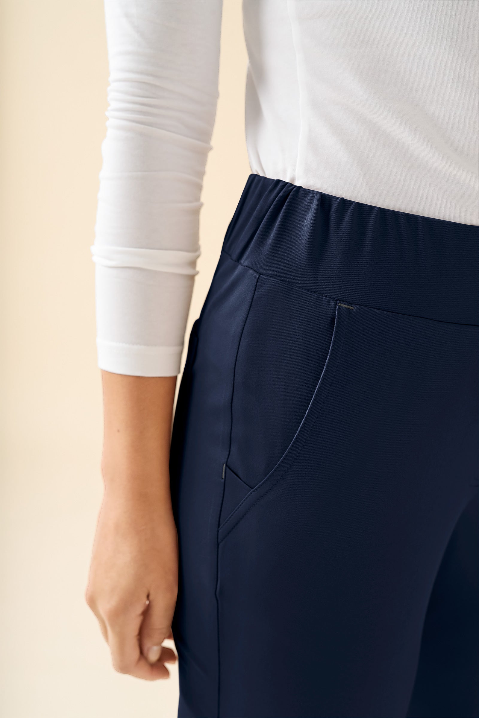 KAERE Pantalon Femme - sans poche cargo bleu navy
