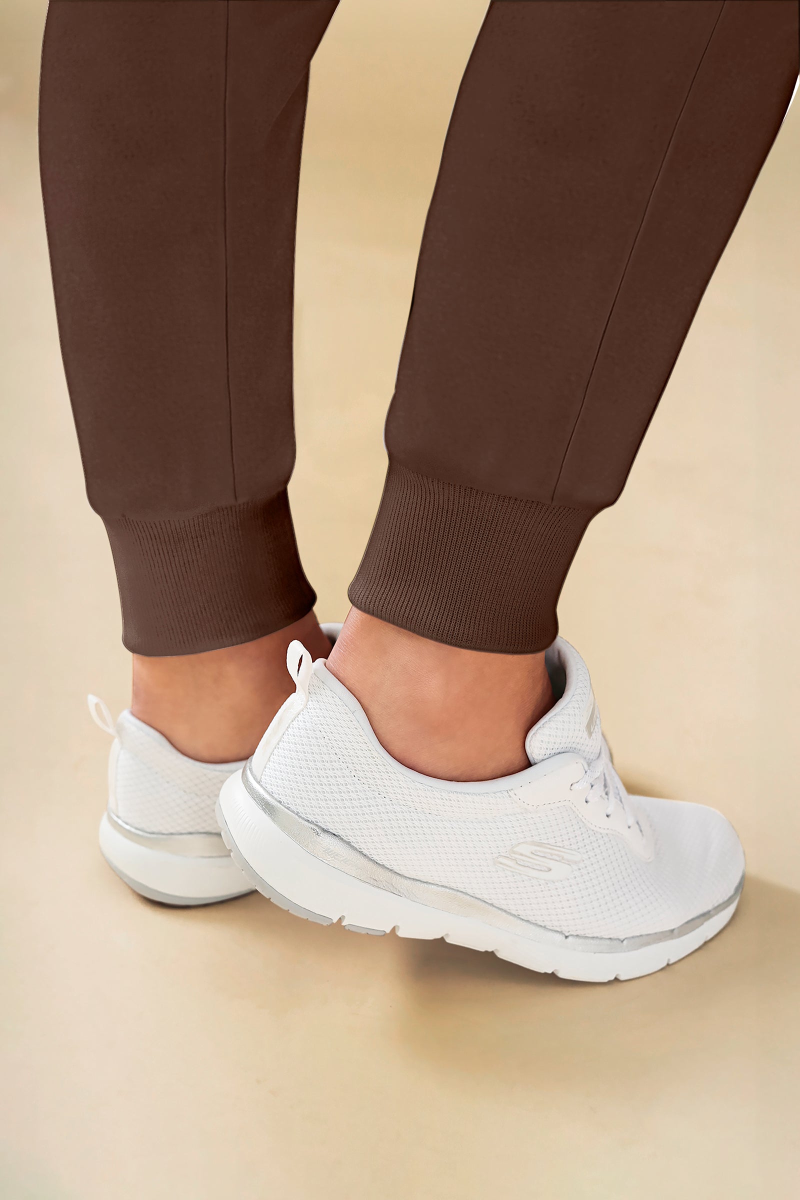 KAERE Pantalon Femme - avec poches cargo et ourlets côtelés coffee