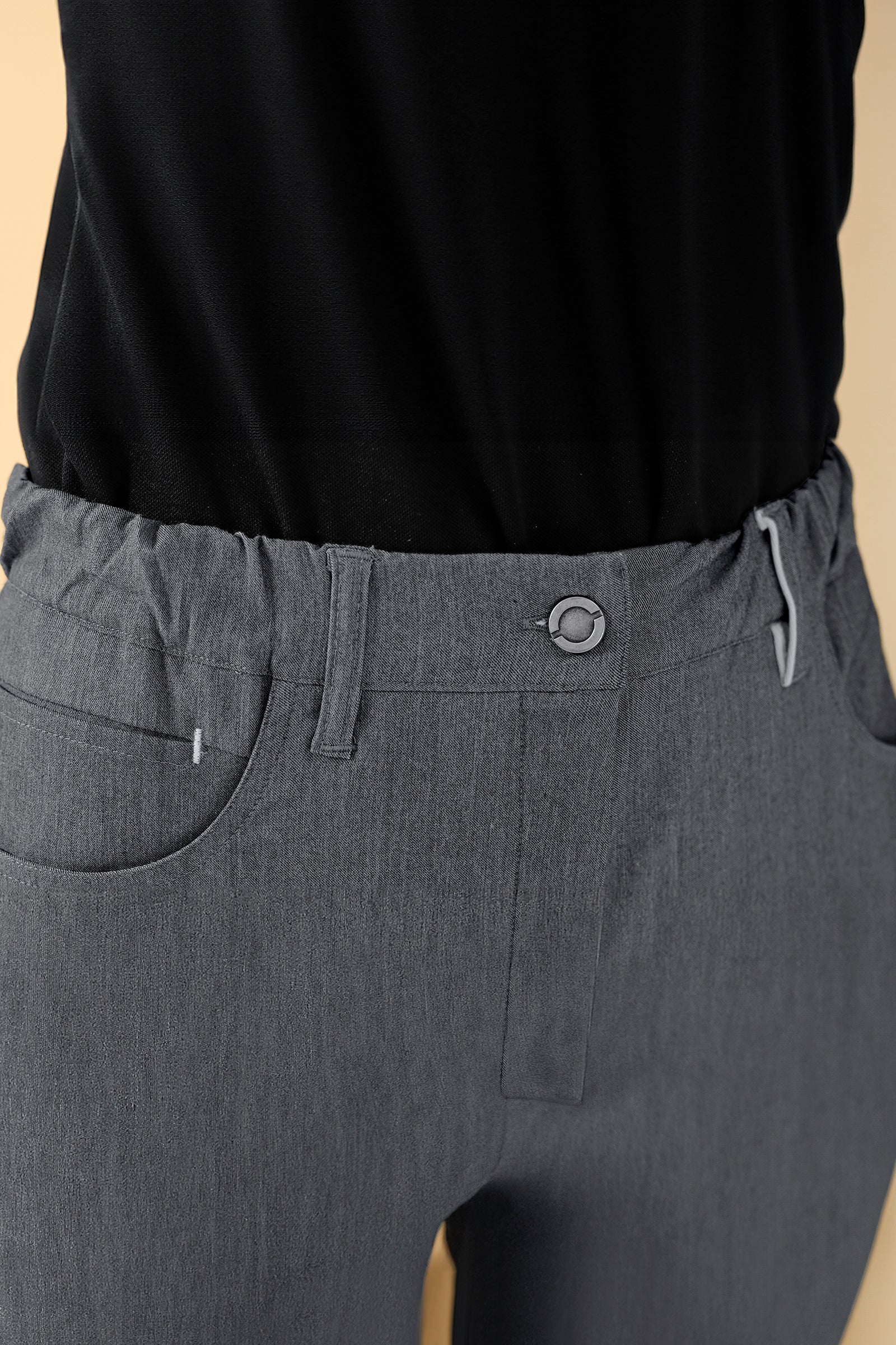 KAERE Pantalon Femme - 5 poches gris chiné