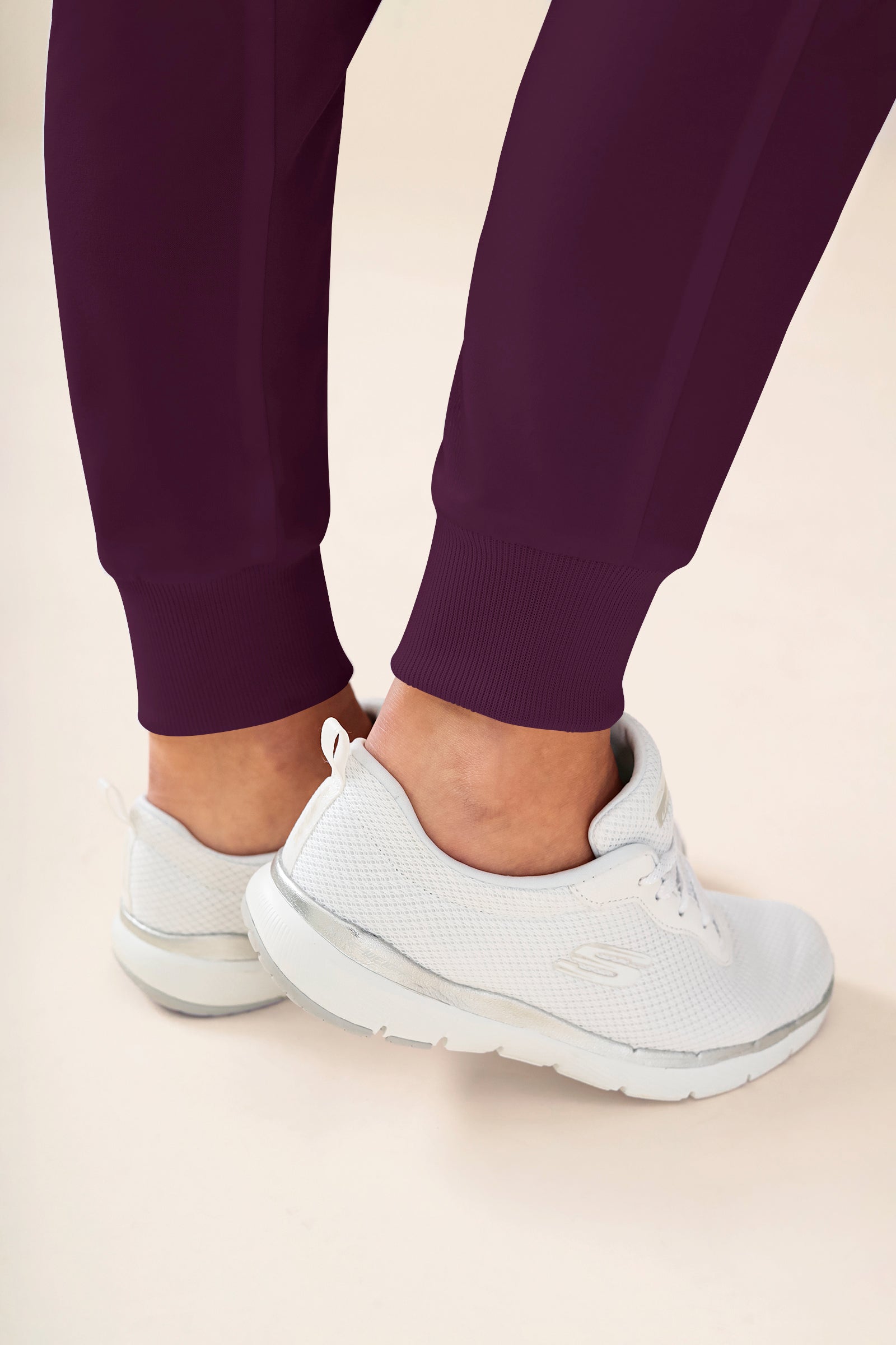 KAERE Pantalon Femme - avec poches cargo et ourlets côtelés prune