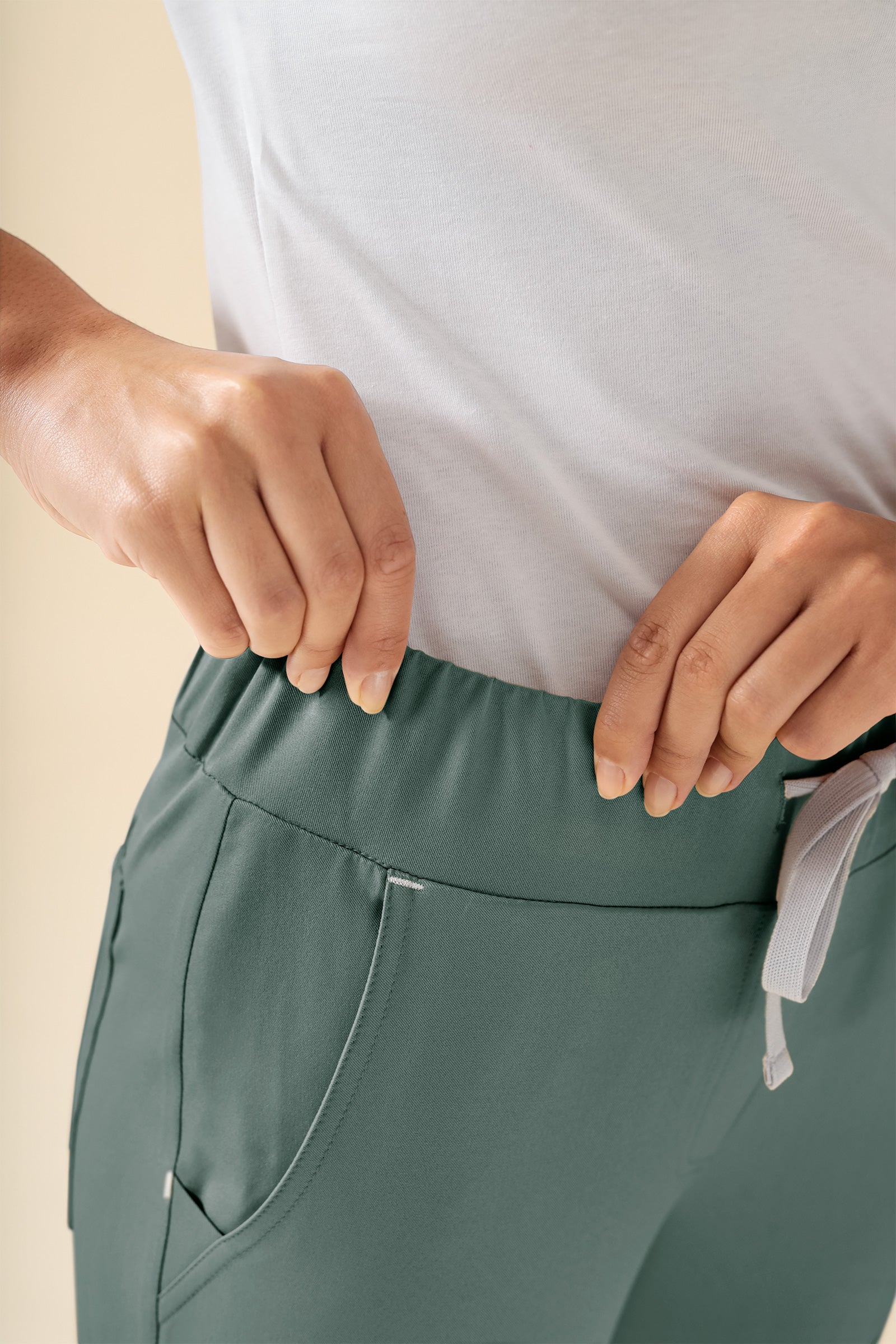 KAERE Pantalon Femme - sans poche cargo vert foncé