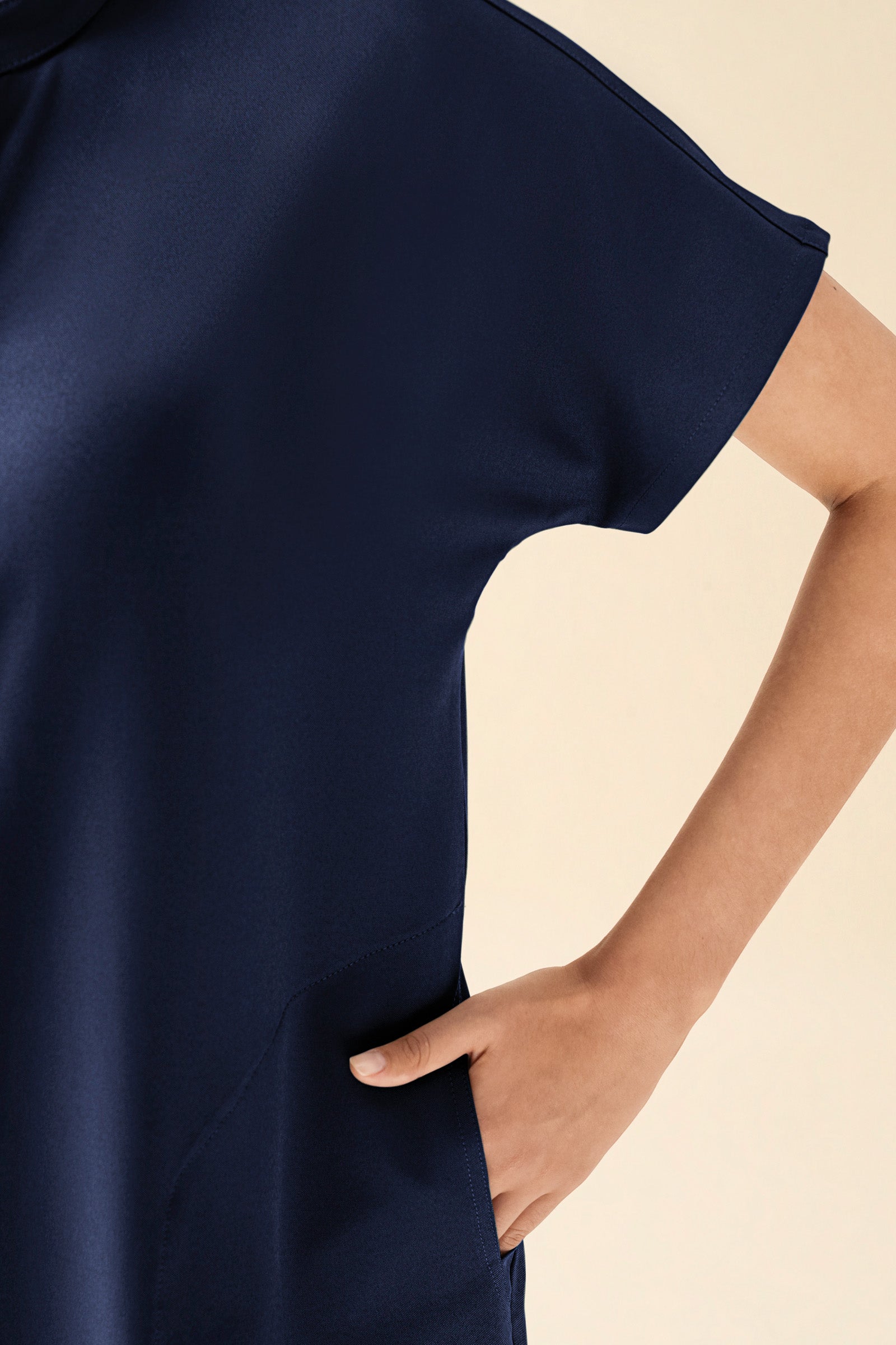 KAERE Tunique Femme - Col officier bleu navy