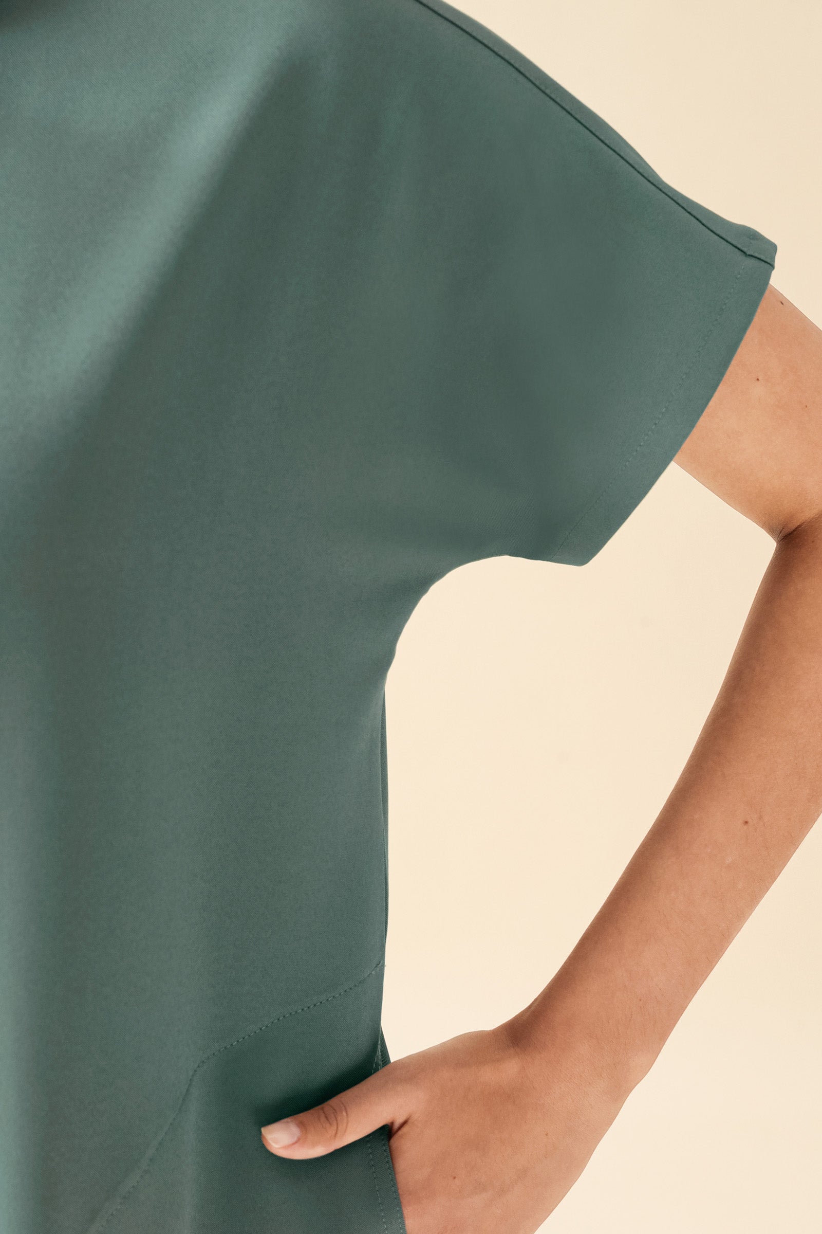 KAERE Tunique Femme - Col officier vert foncé