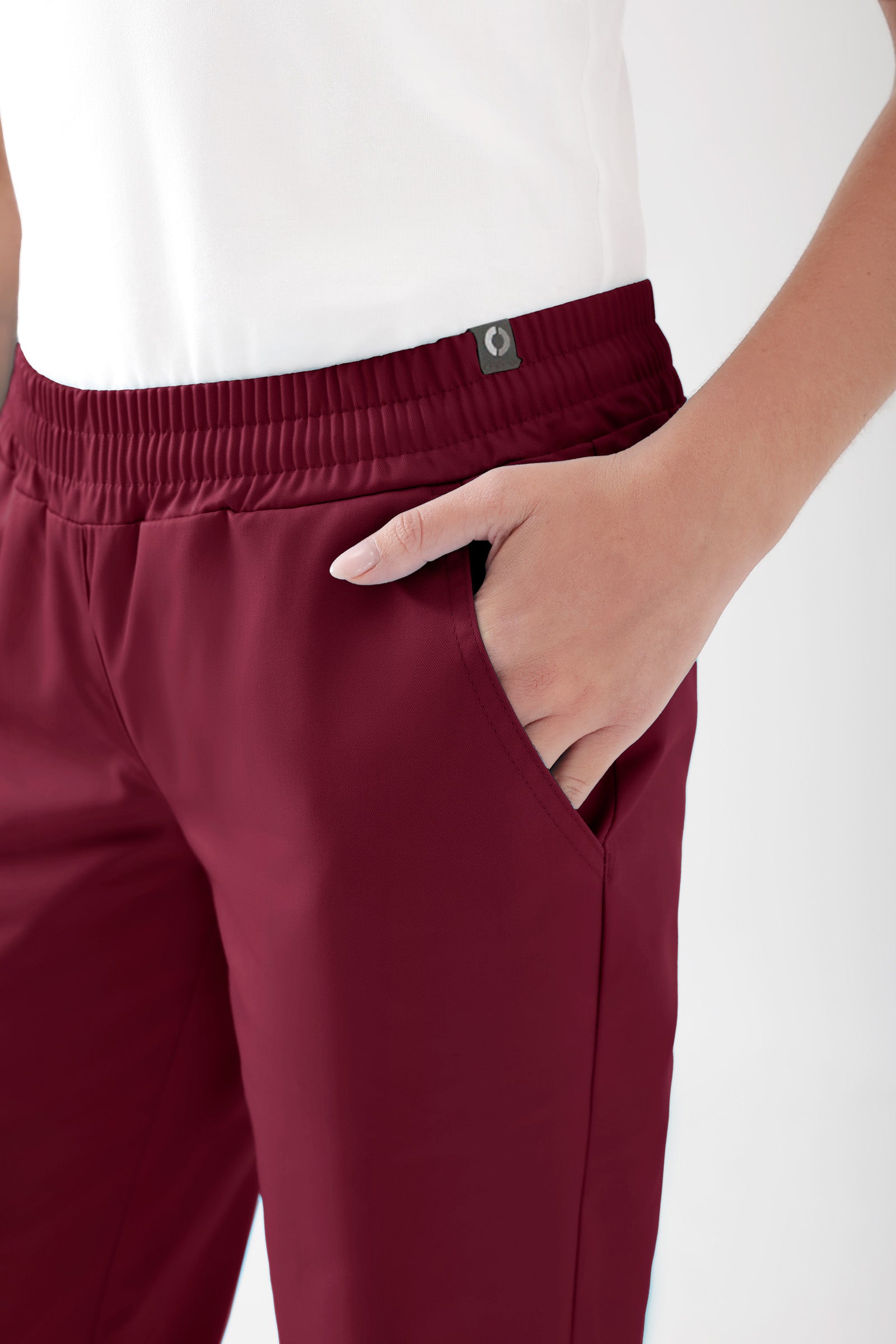 JUST STRONG Pantalon Femme - Ceinture élastiquée bordeaux