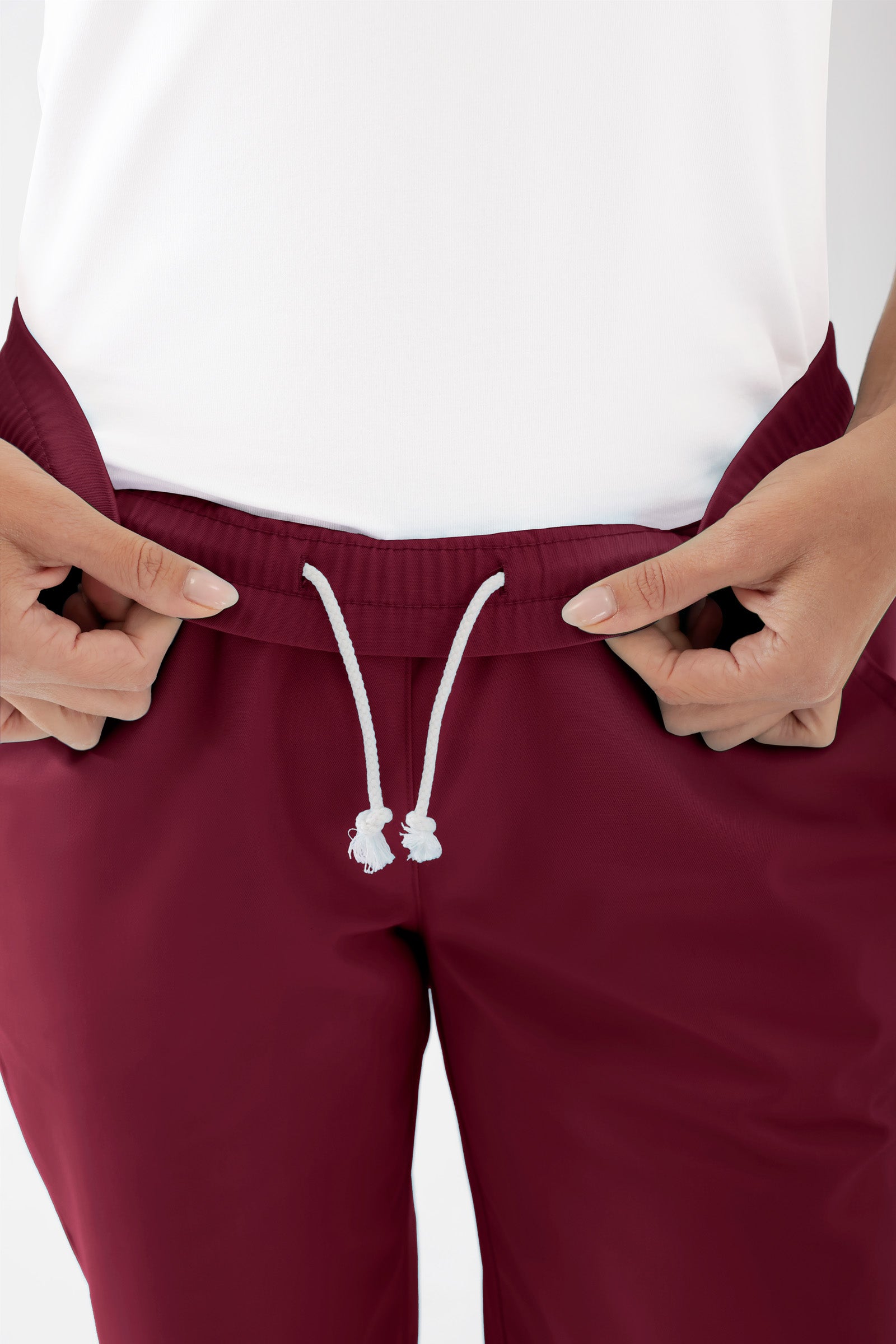 JUST STRONG Pantalon Femme - Ceinture élastiquée bordeaux