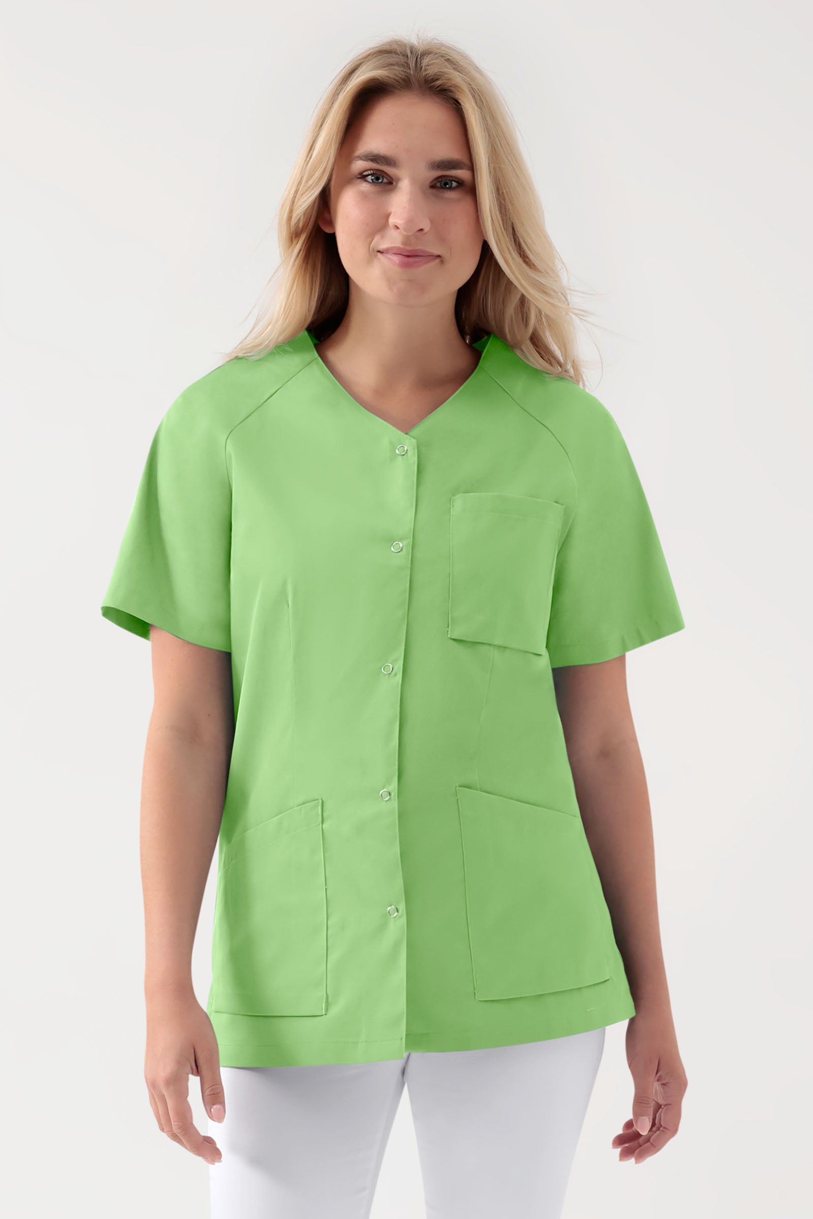 LA Blouse médicale femme - patte pressions vert pomme