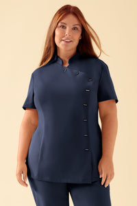 KAERE Blouse Femme - boutonnage asymétrique bleu navy
