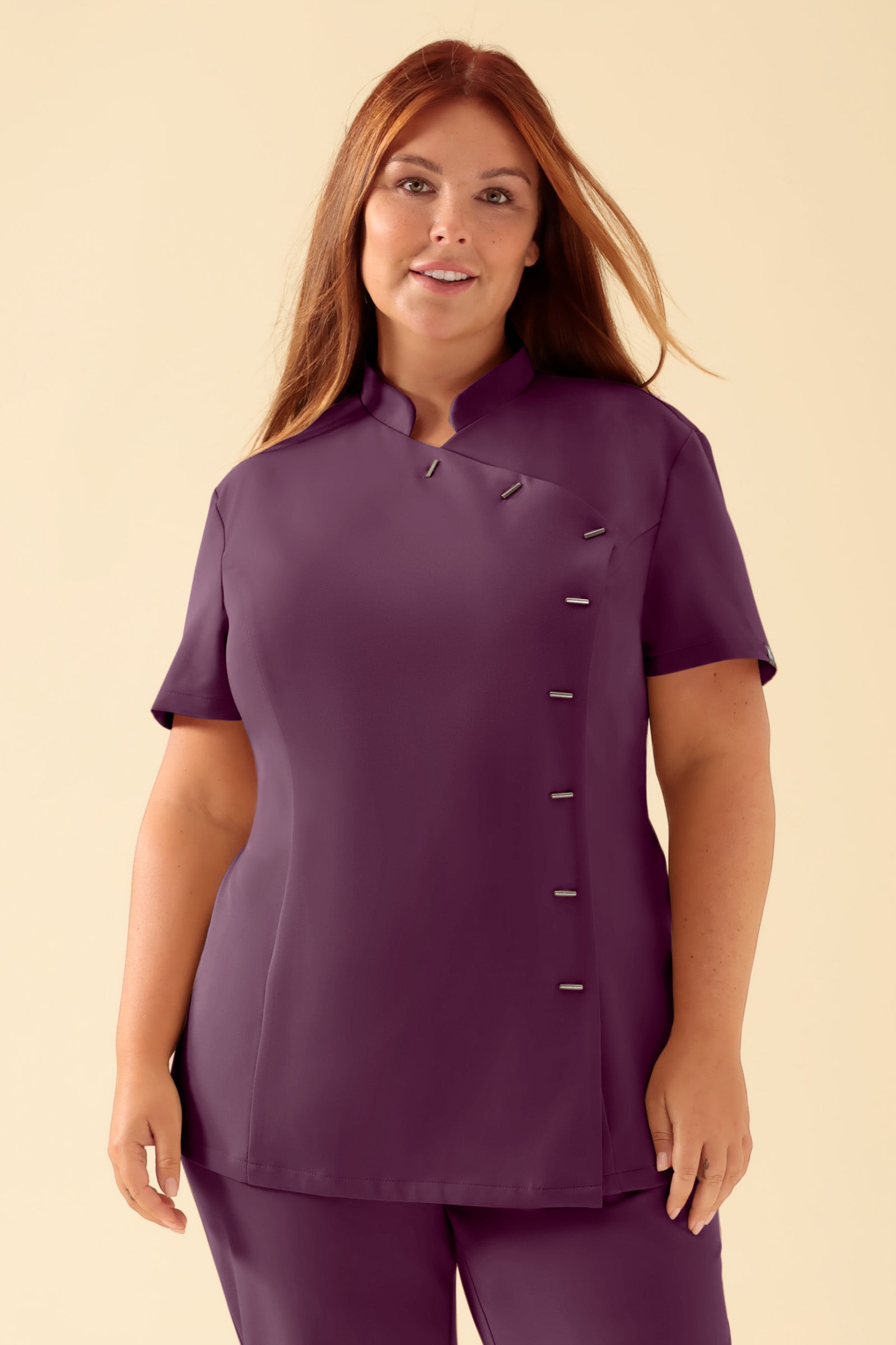 KAERE Blouse Femme - boutonnage asymétrique prune