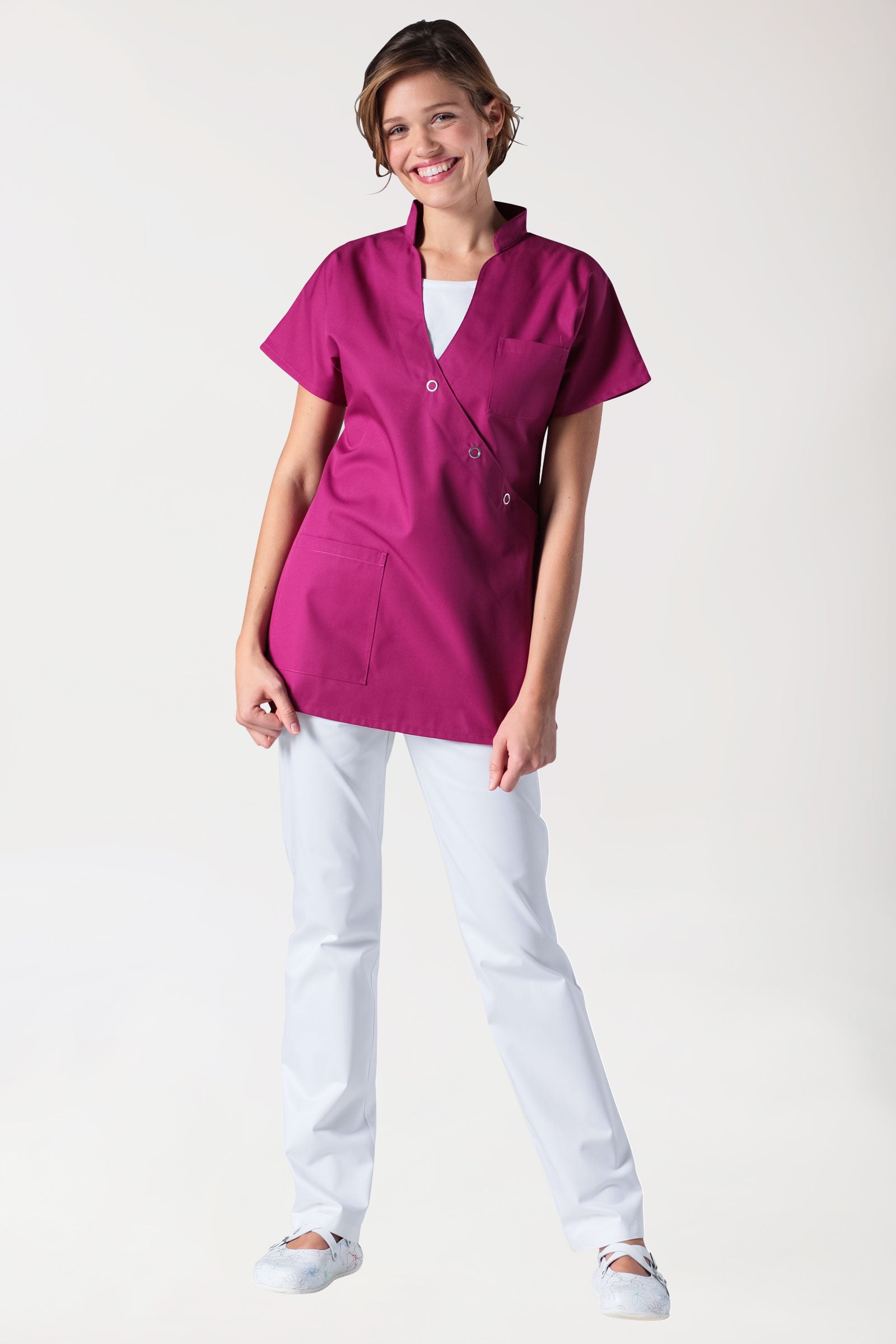JUST STRONG Blouse Femme - Patte de boutonnage berry