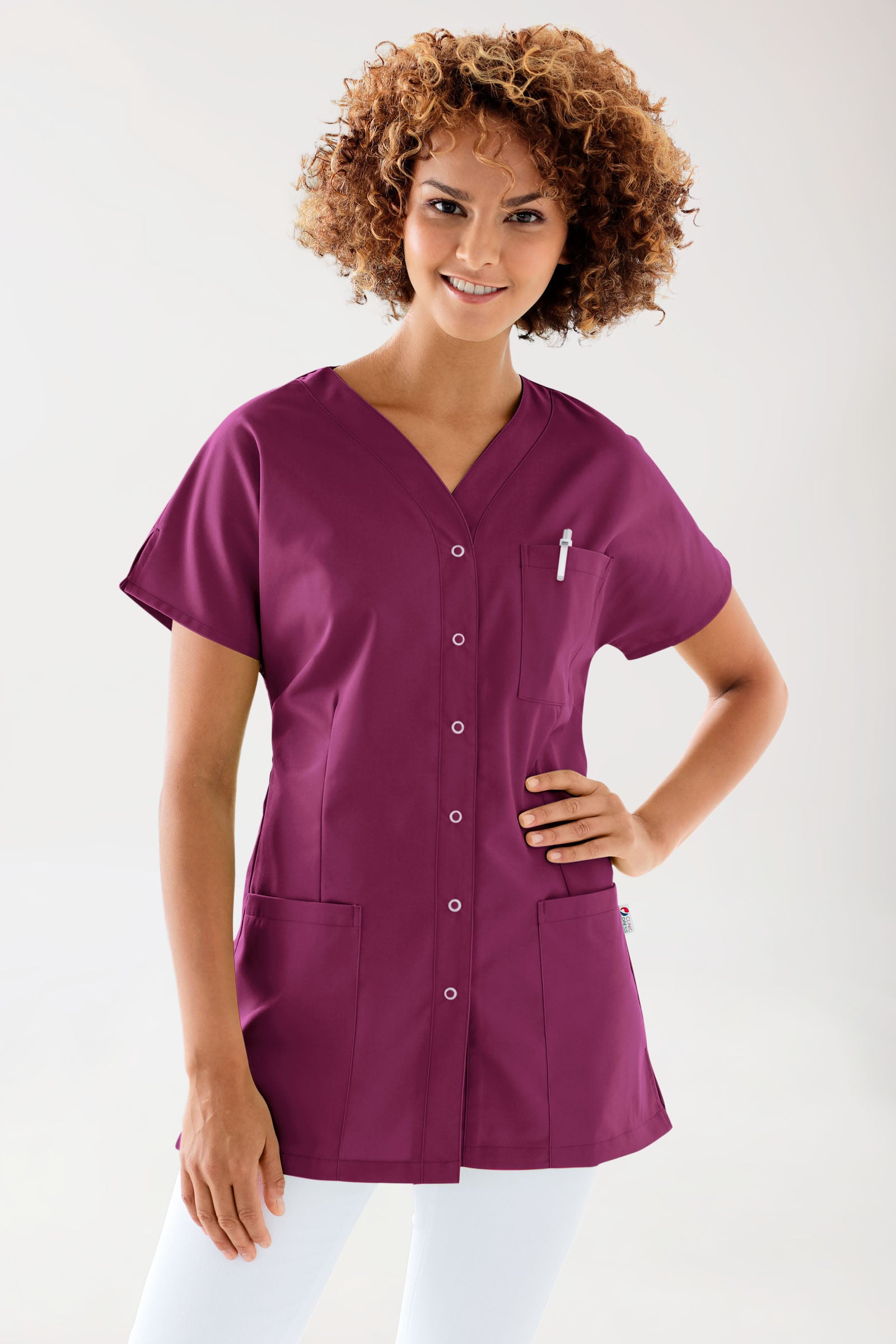 JUST STRONG Blouse Femme - patte pressions berry, Vue de face