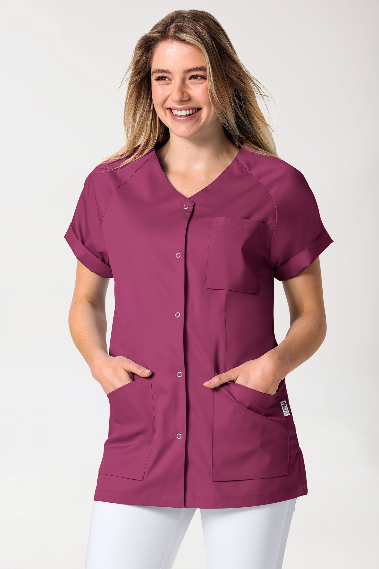 CORE Blouse Femme - Entièrement boutonnée berry, Vue de face