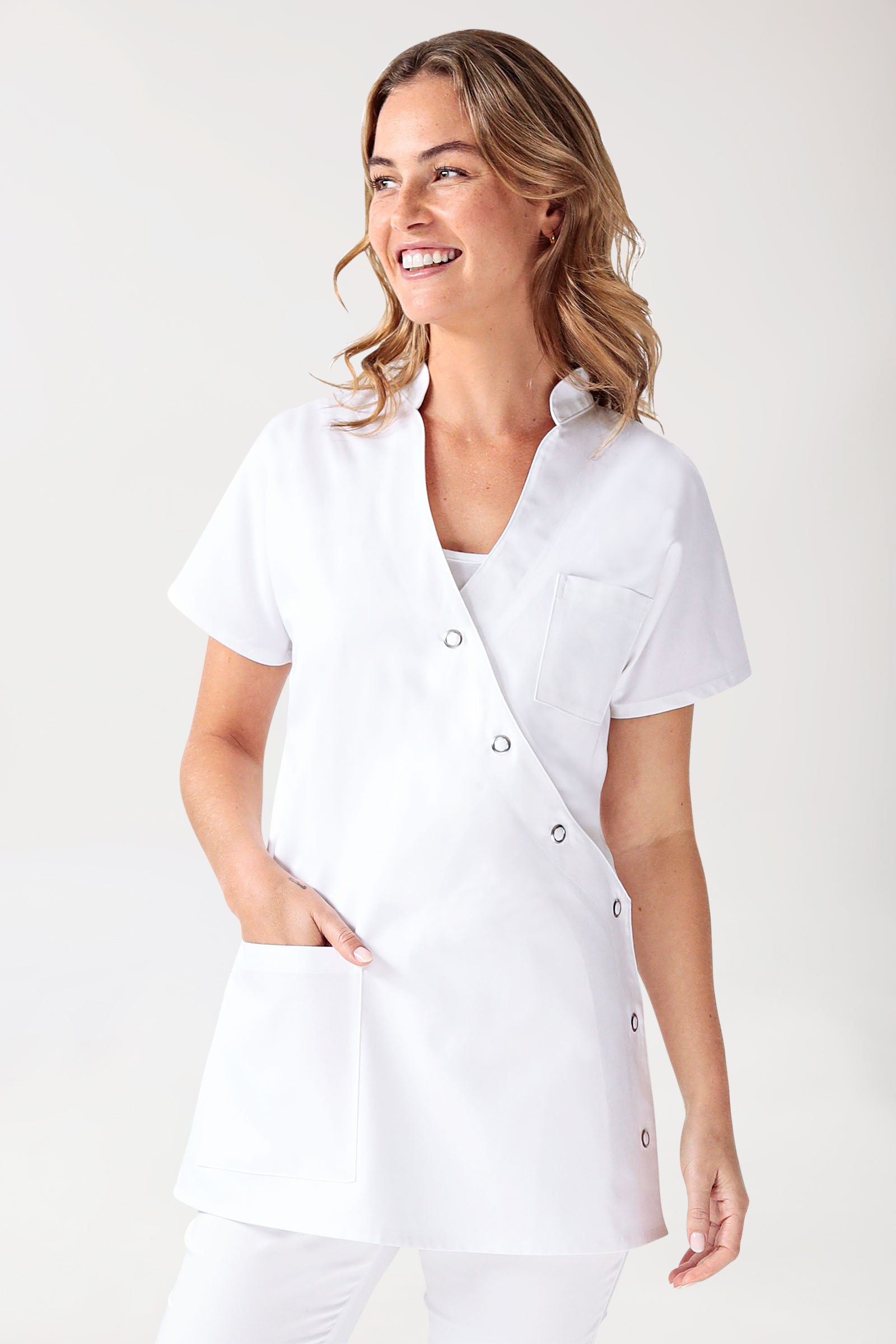 JUST STRONG Blouse Femme - Patte de boutonnage blanc