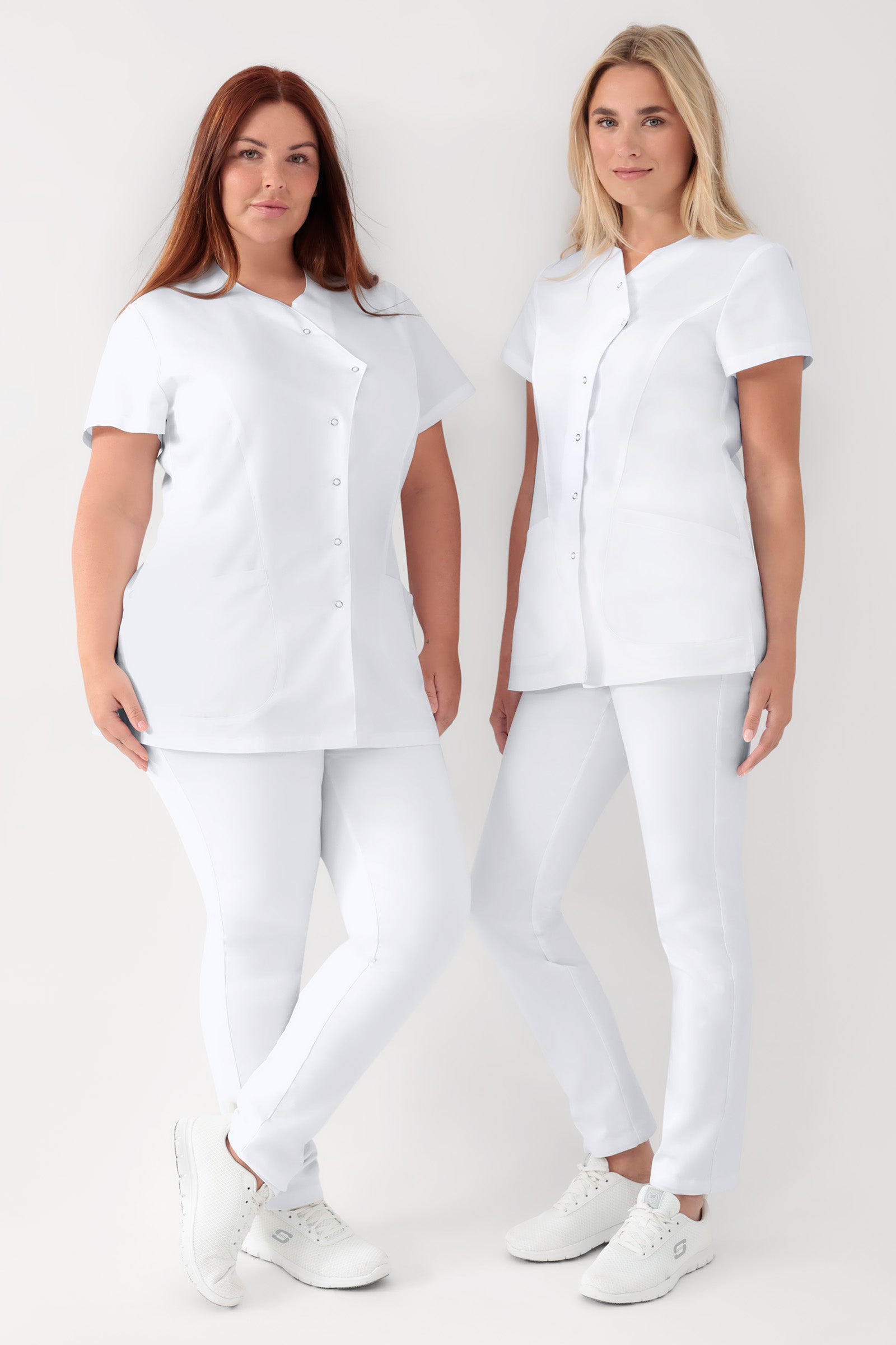 GREEN Blouse Stretch Femme - patte de boutonnage asymétrique blanc