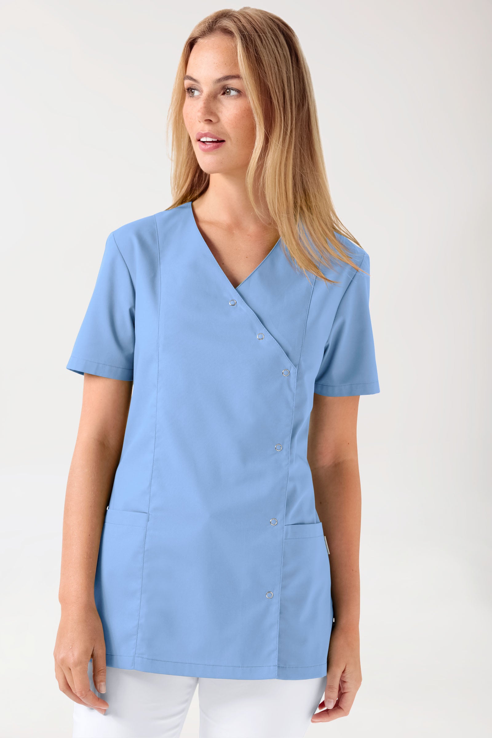 Blouse Stretch Femme - boutonnée bleu ciel