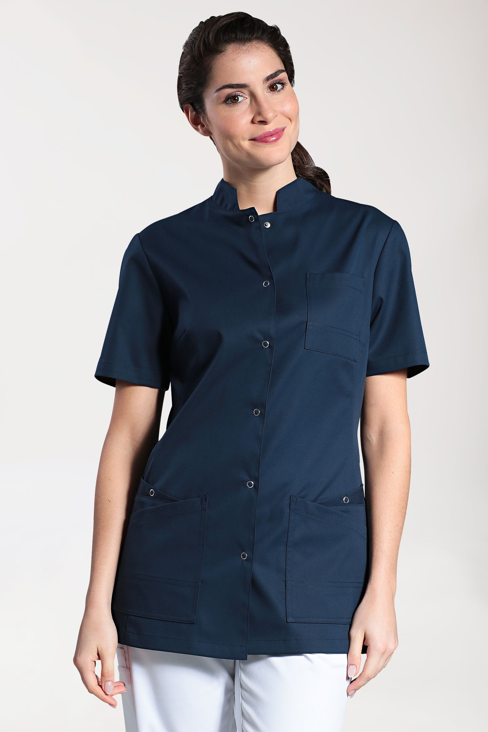 CLINIC STRETCH Tunique Femme - Boutonnée bleu navy