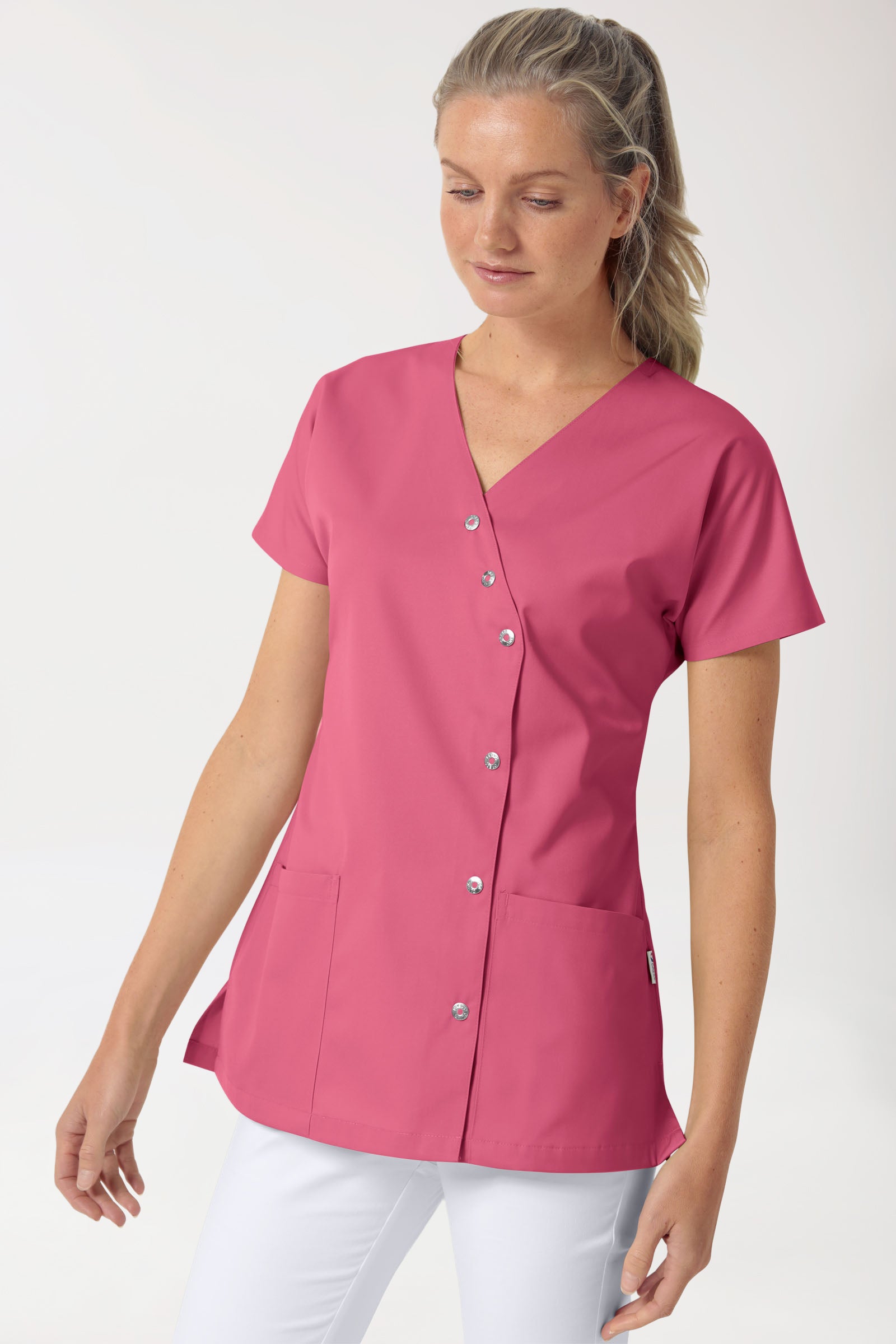 Blouse Beauté Femme - Patte pressions asymétrique bois de rose