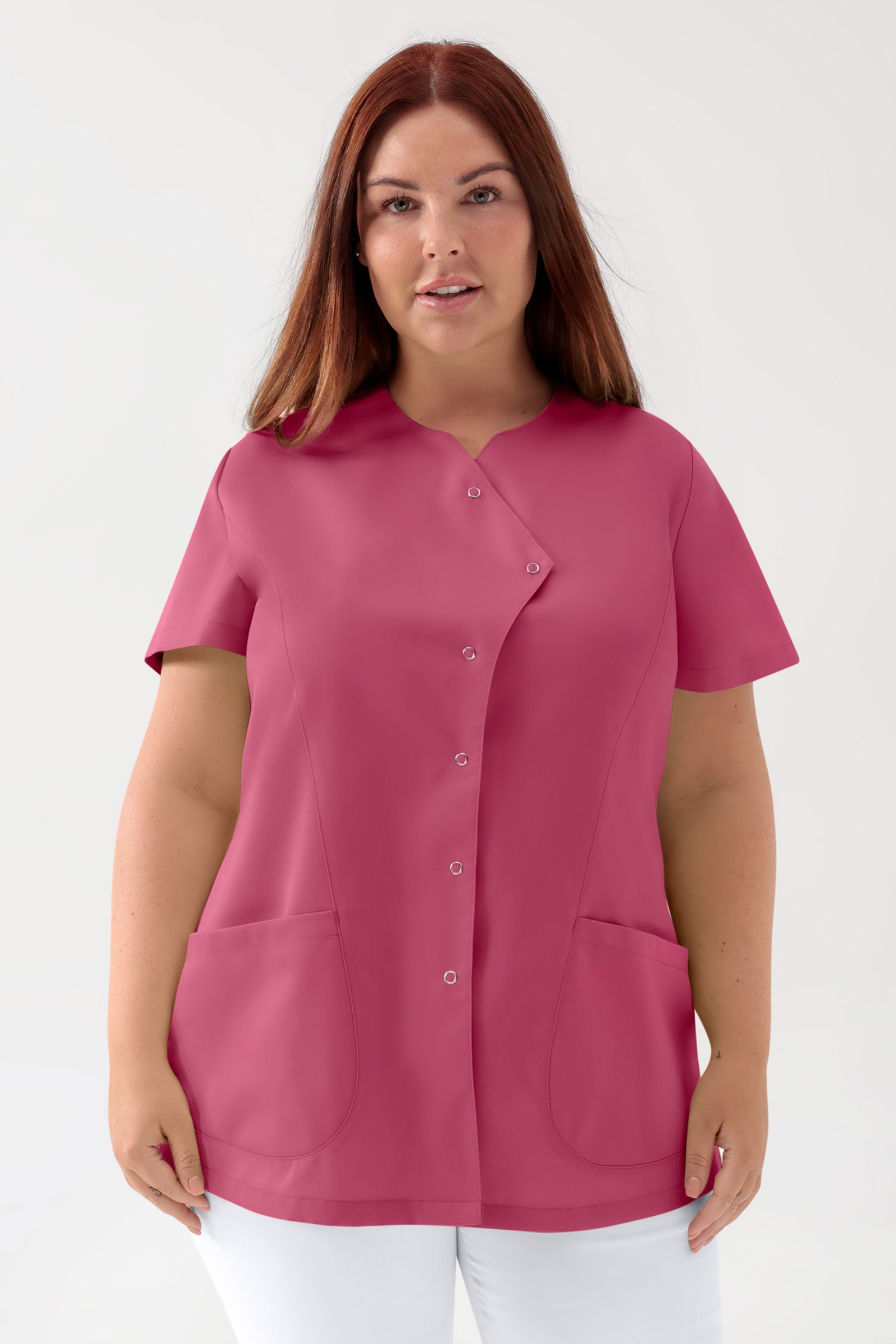 GREEN Blouse Stretch Femme - patte de boutonnage asymétrique bois de rose
