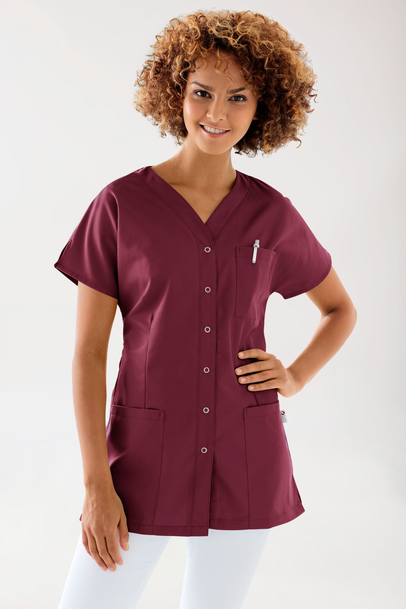 JUST STRONG Blouse Femme - patte pressions bordeaux
