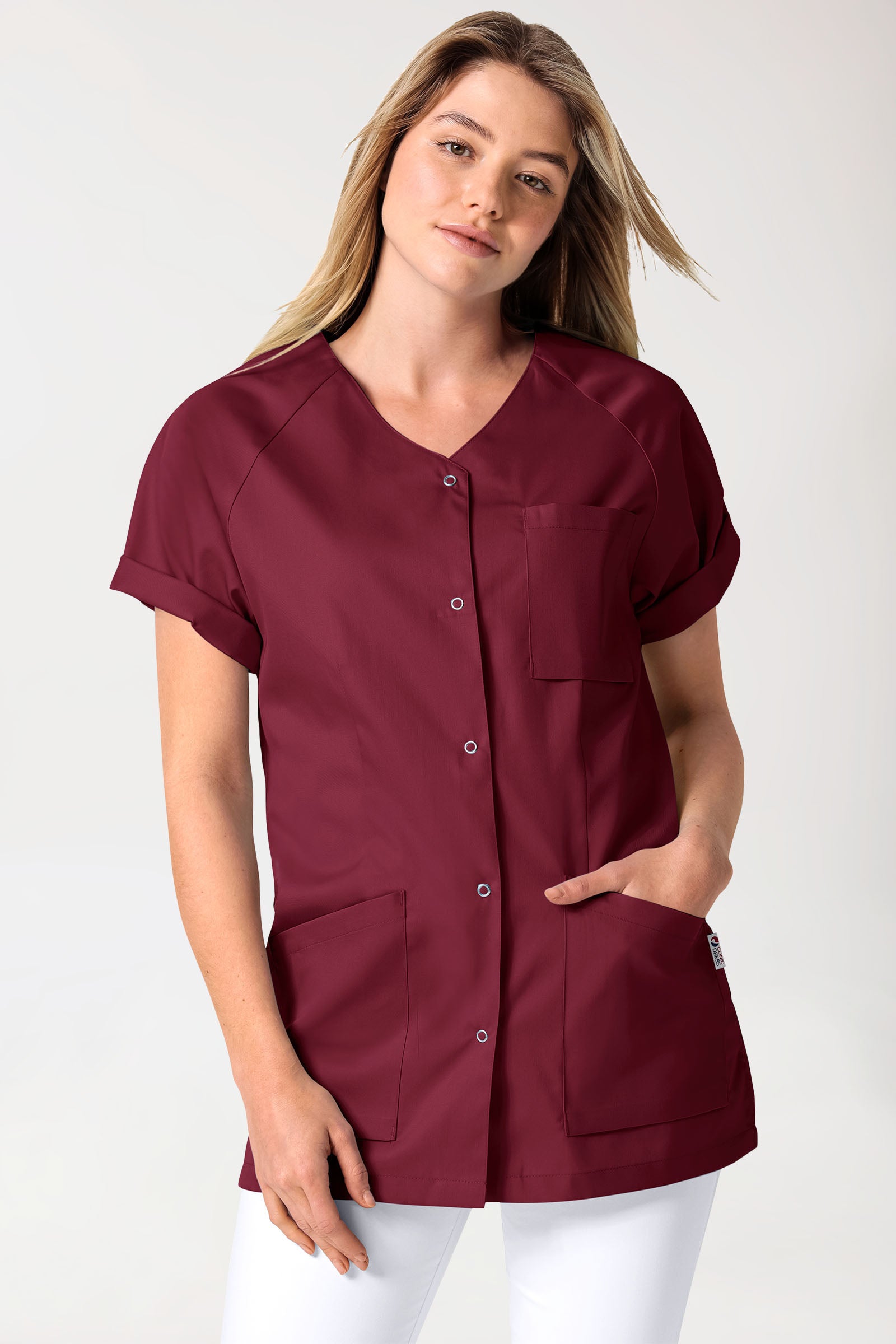 CORE Blouse Femme - Entièrement boutonnée bordeaux, Vue de face
