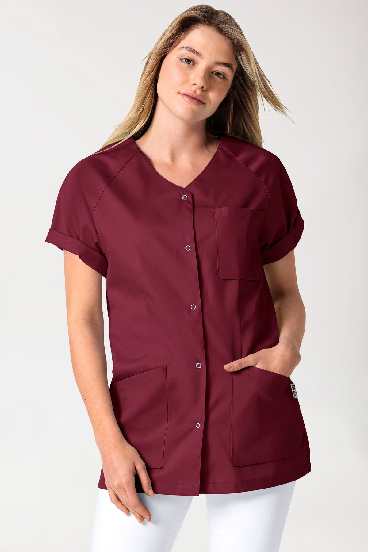 CORE Blouse Femme - Entièrement boutonnée bordeaux, Vue de face