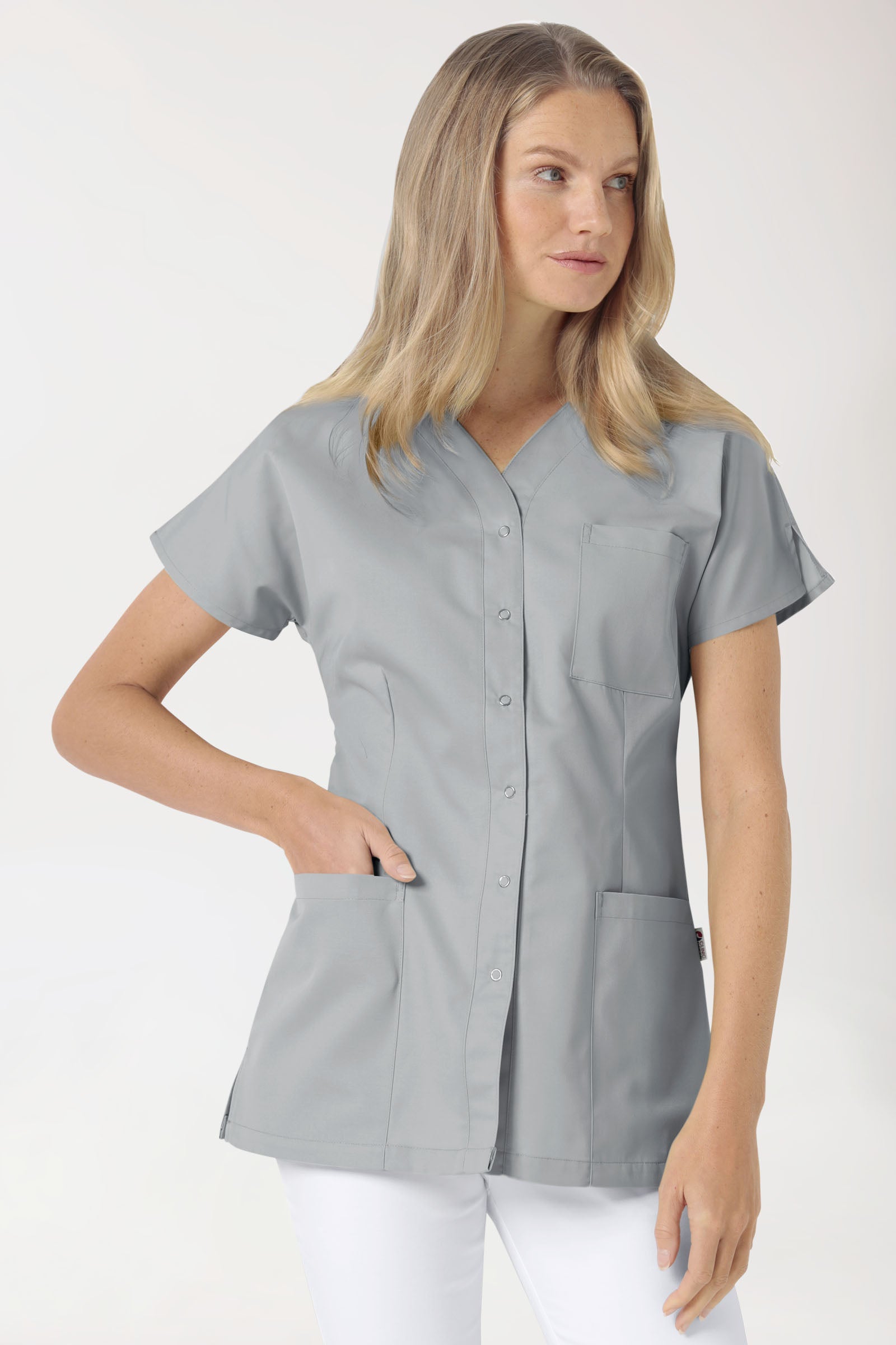JUST STRONG Blouse Femme - patte pressions gris