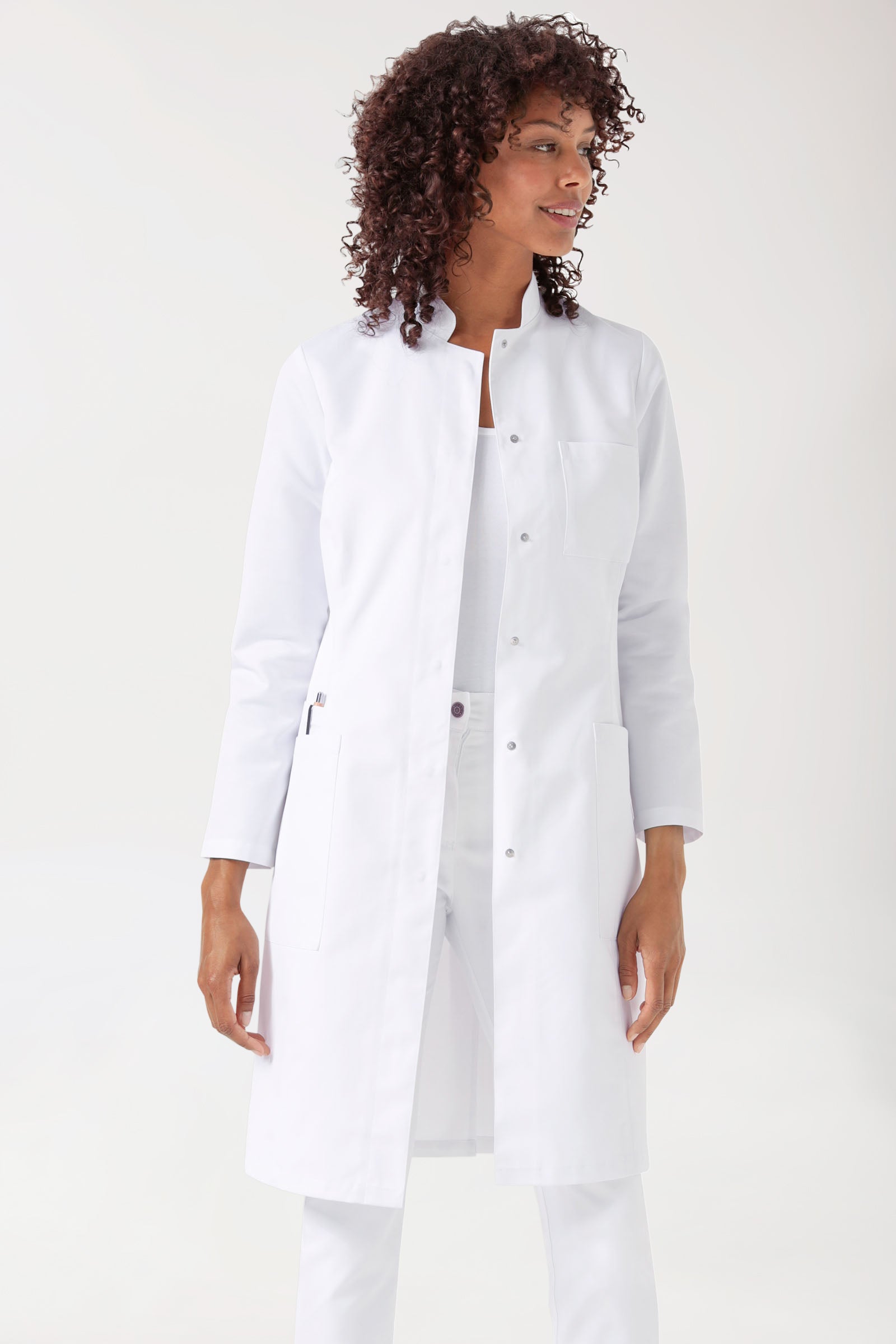 Blouse blanche Femme - Col officier blanc