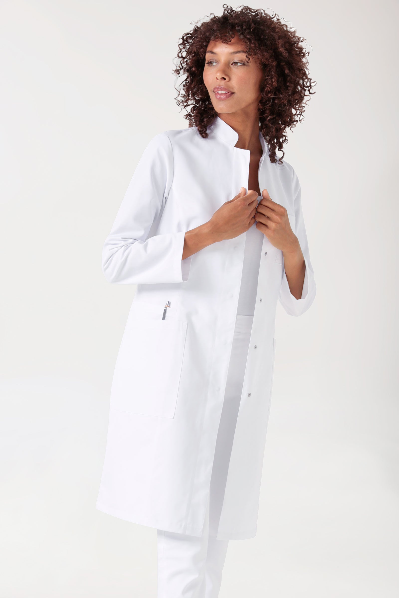 Blouse blanche Femme - Col officier blanc