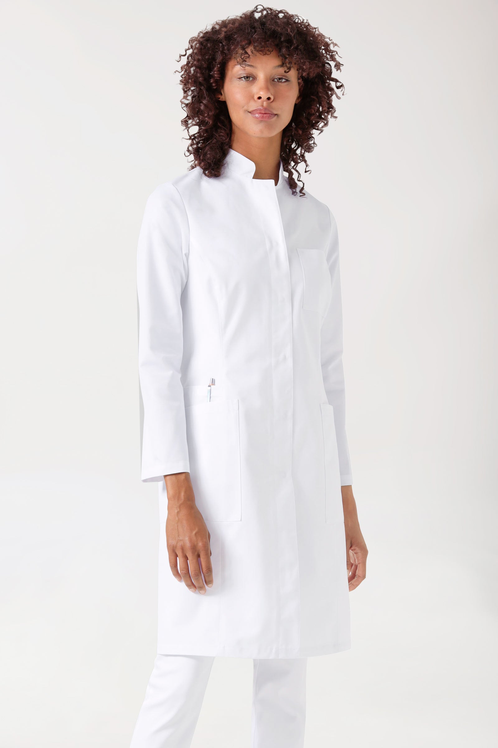 Blouse blanche Femme - Col officier blanc
