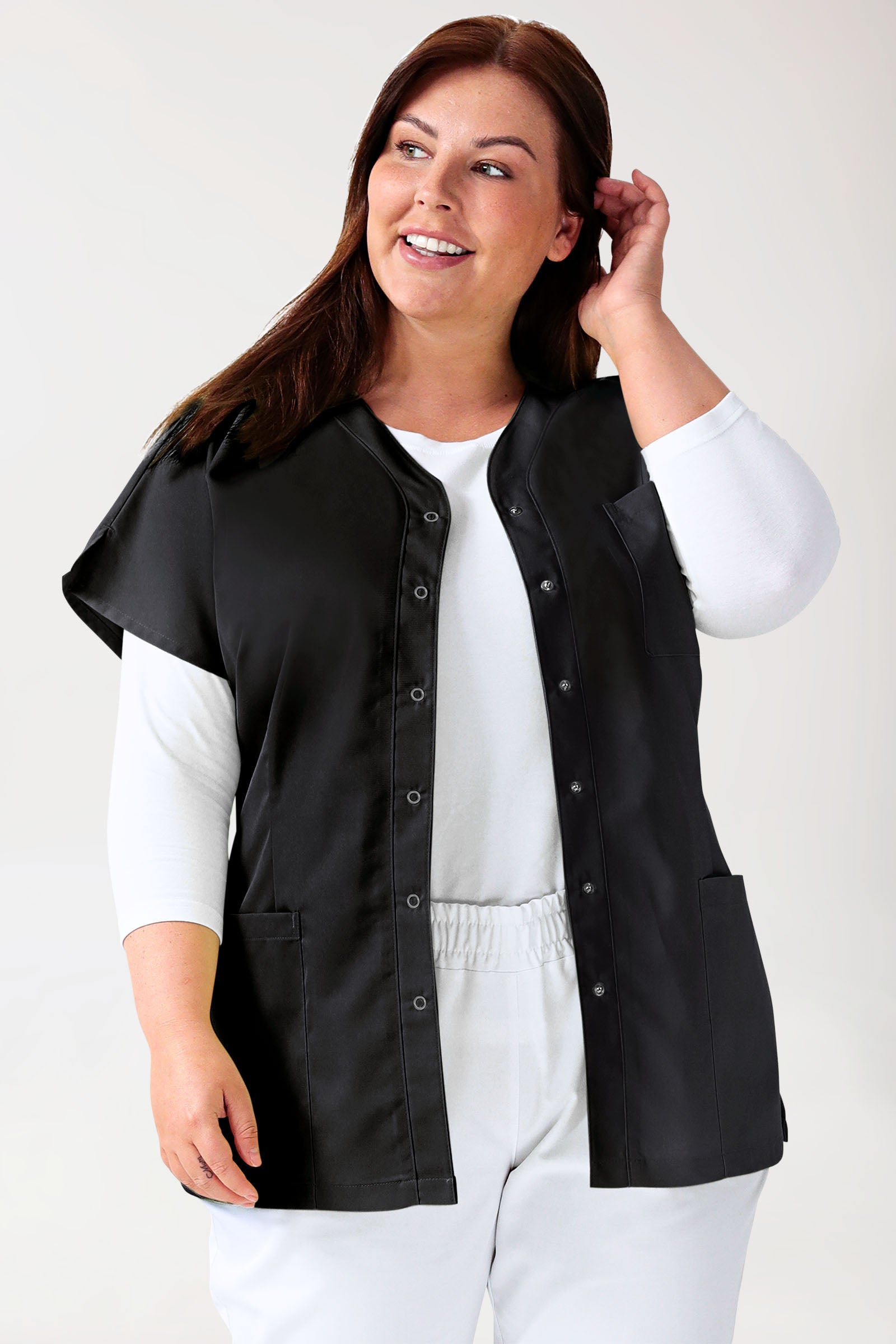 JUST STRONG Blouse Femme - patte pressions noir