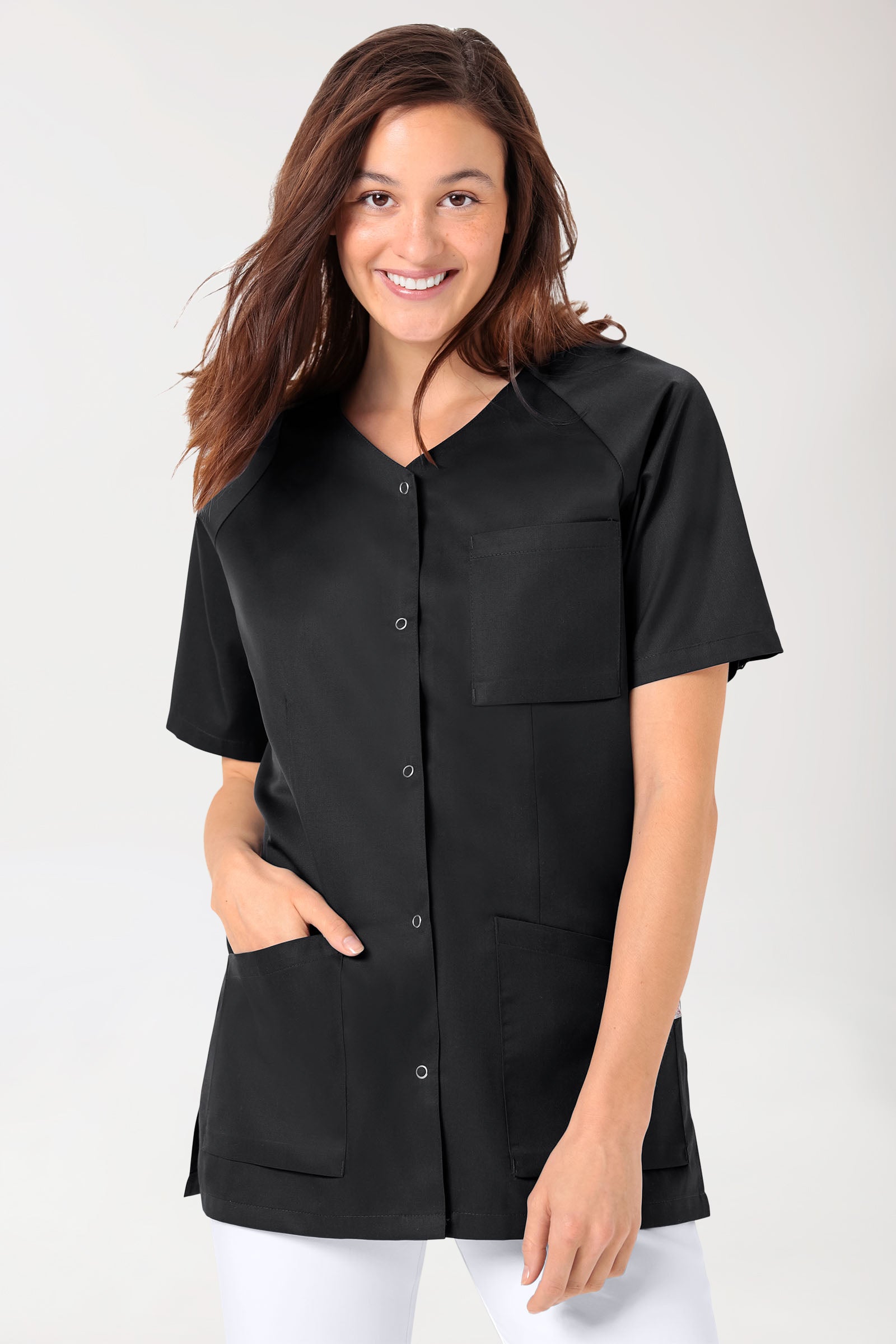 CORE Blouse Femme - Entièrement boutonnée noir, Vue de face