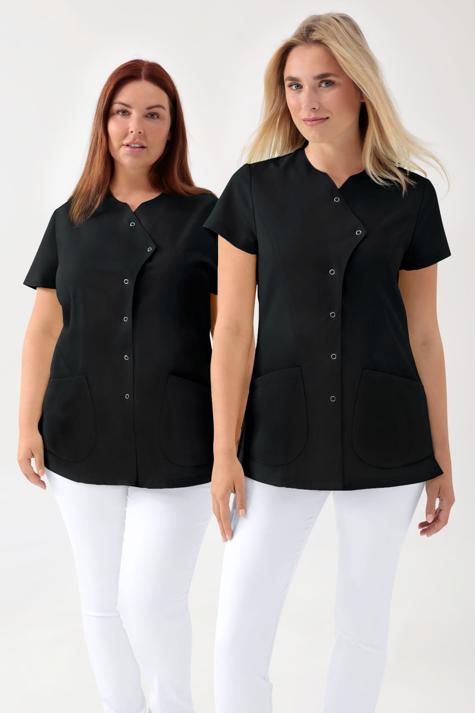 GREEN Blouse Stretch Femme - patte de boutonnage asymétrique noir