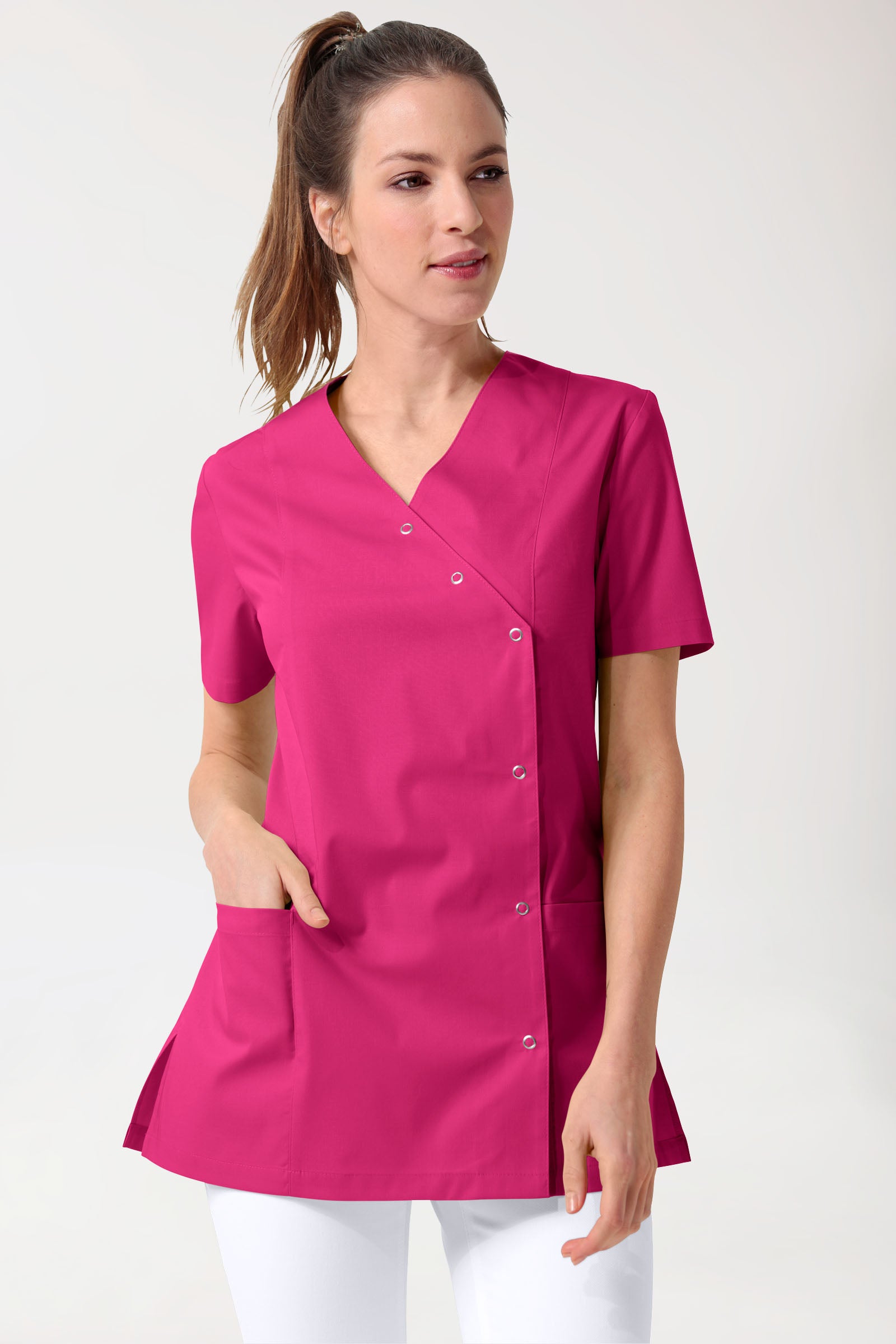 Blouse Stretch Femme - boutonnée pink, Vue de face