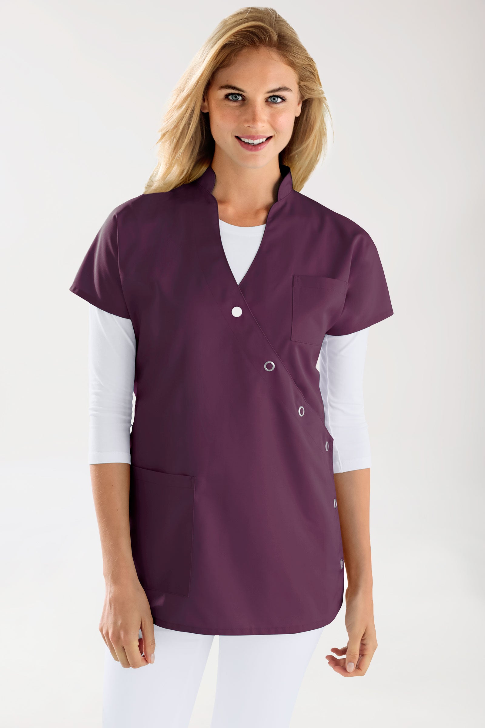JUST STRONG Blouse Femme - Patte de boutonnage prune