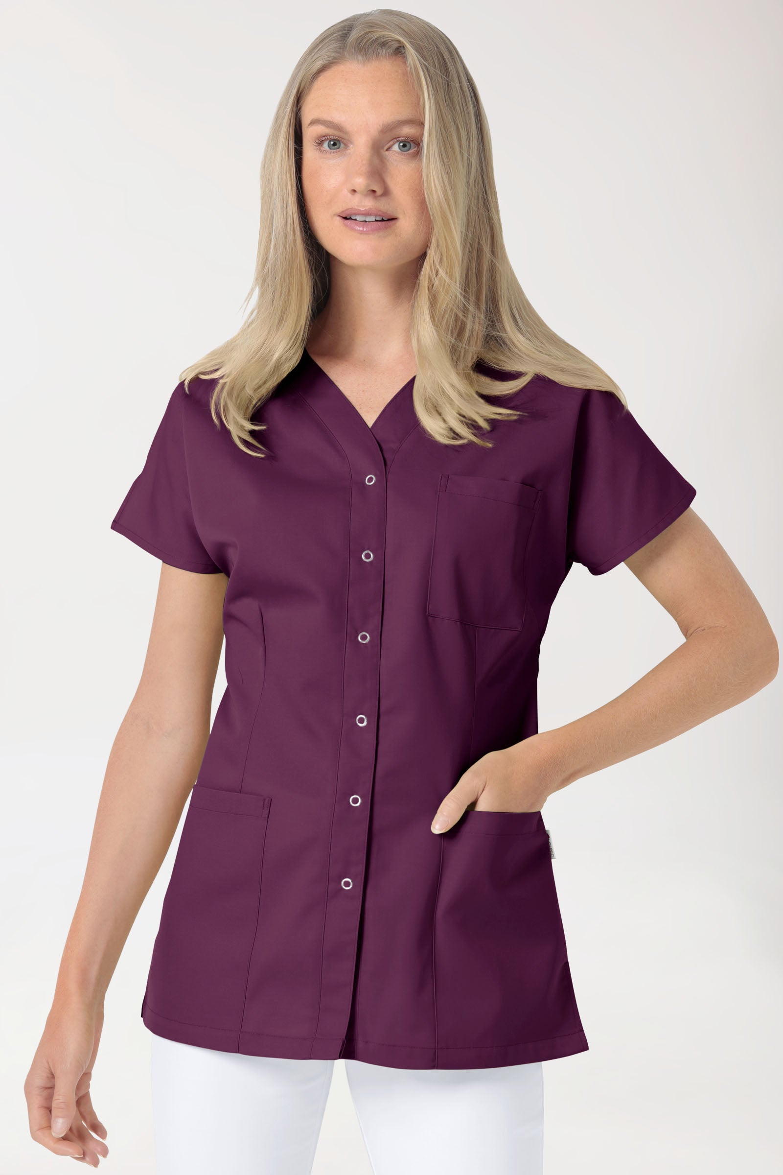 JUST STRONG Blouse Femme - patte pressions prune