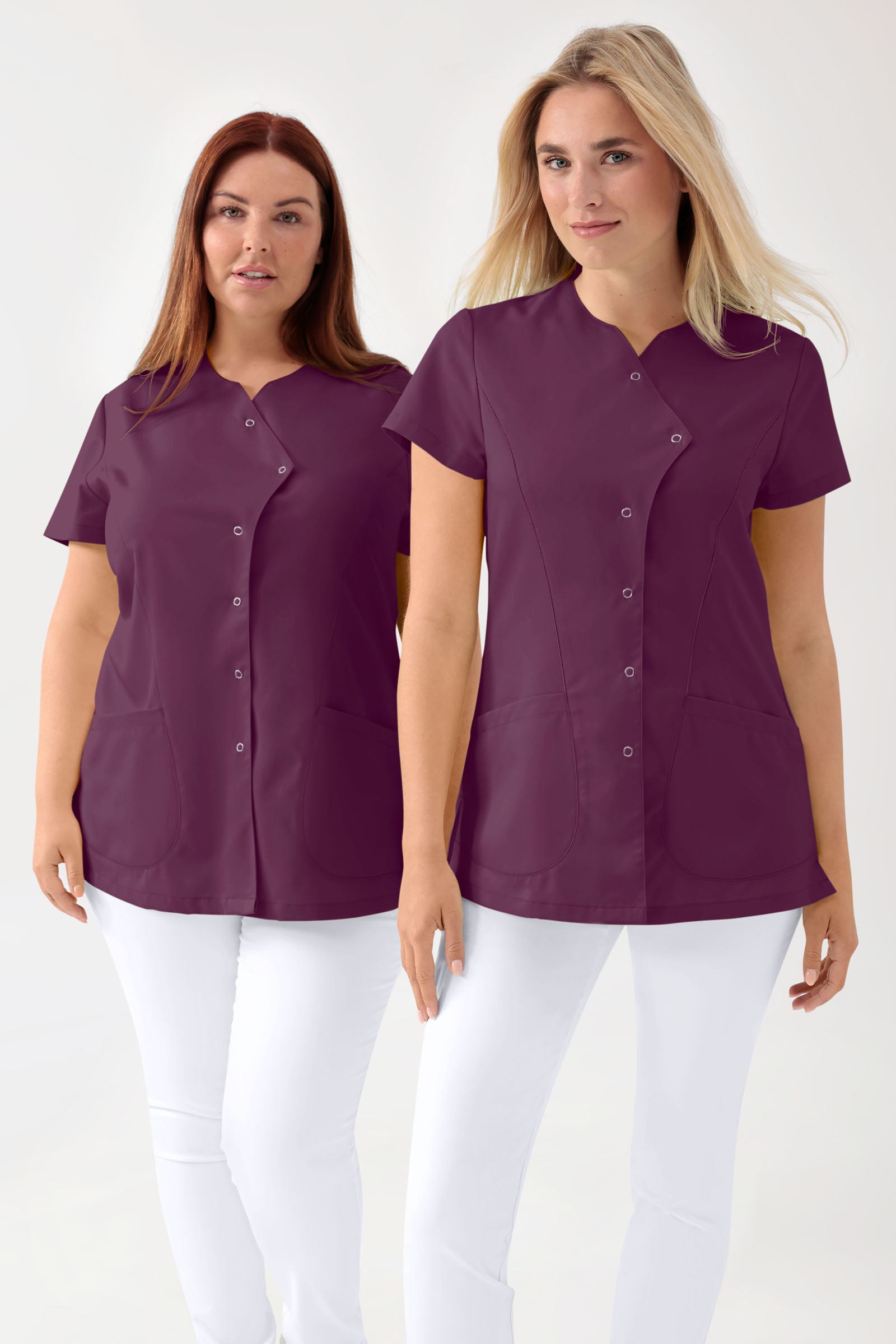 GREEN Blouse Stretch Femme - patte de boutonnage asymétrique prune
