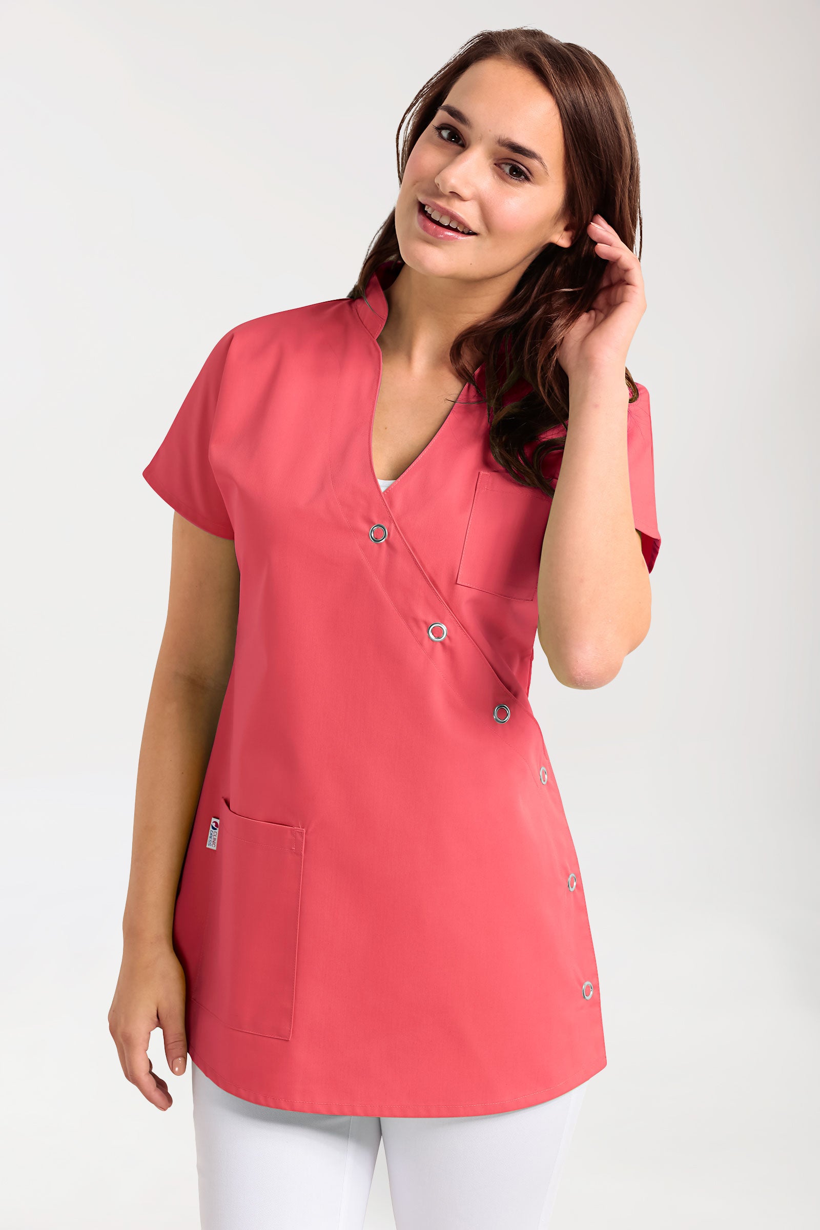 JUST STRONG Blouse Femme - Patte de boutonnage rose lipstick, Vue de face