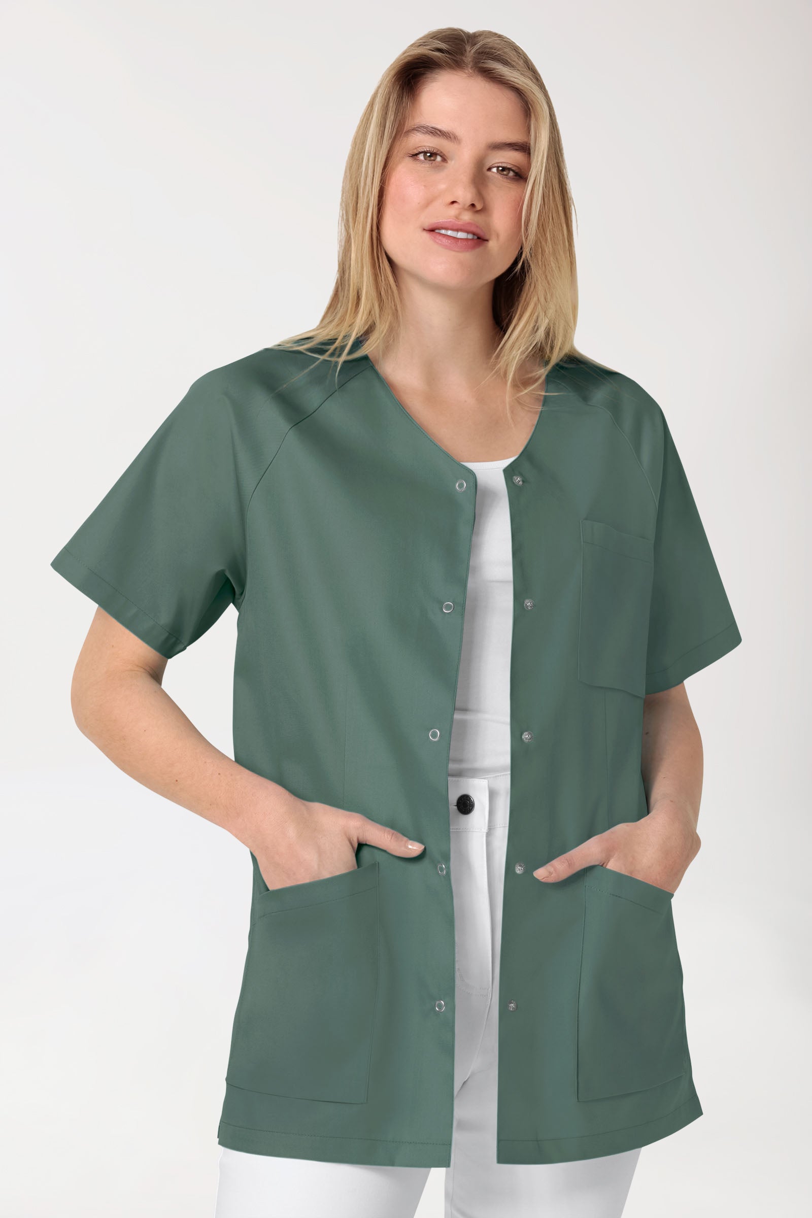 CORE Blouse Femme - Entièrement boutonnée vert foncé