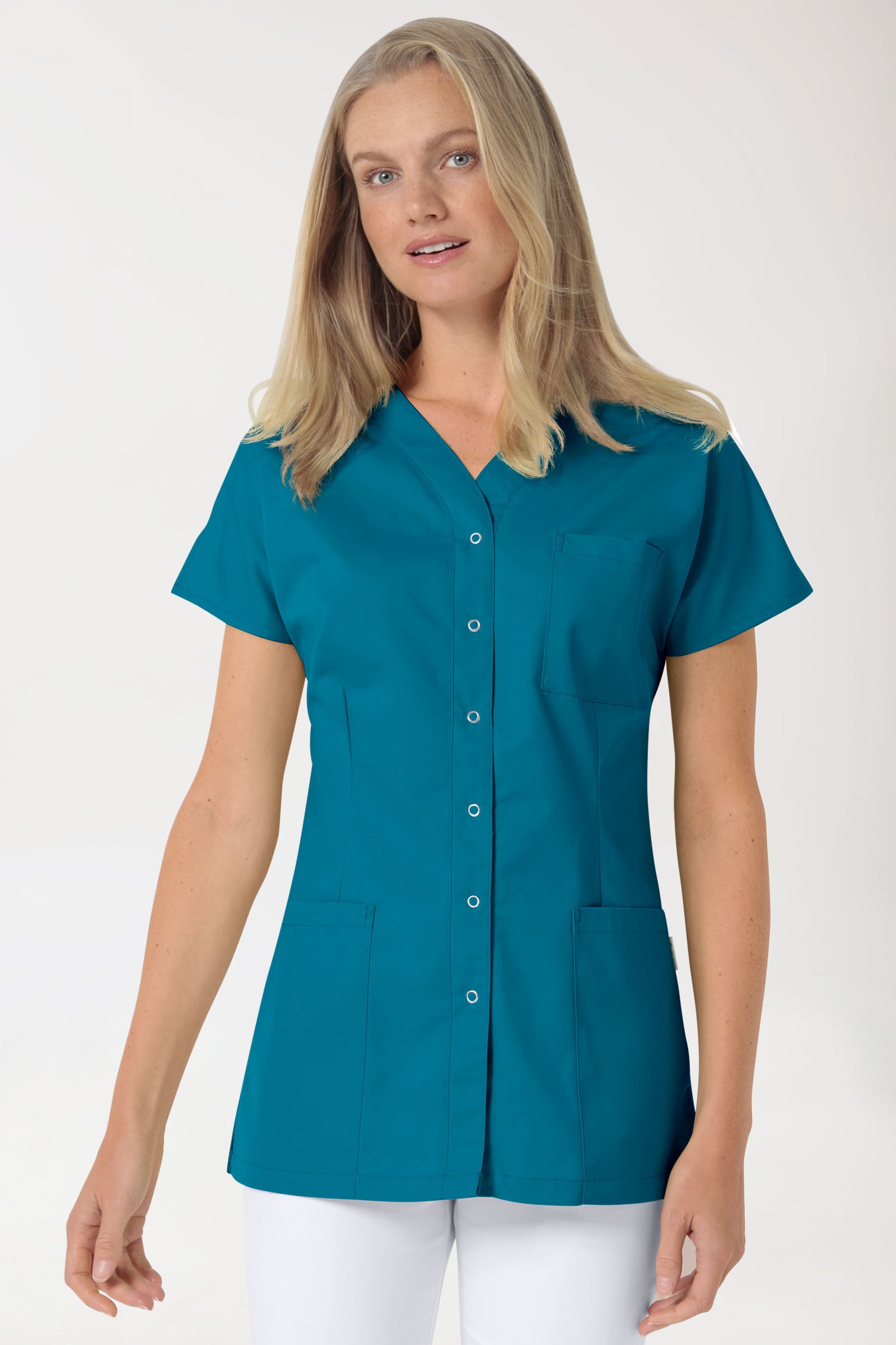 JUST STRONG Blouse Femme - patte pressions vert pétrole
