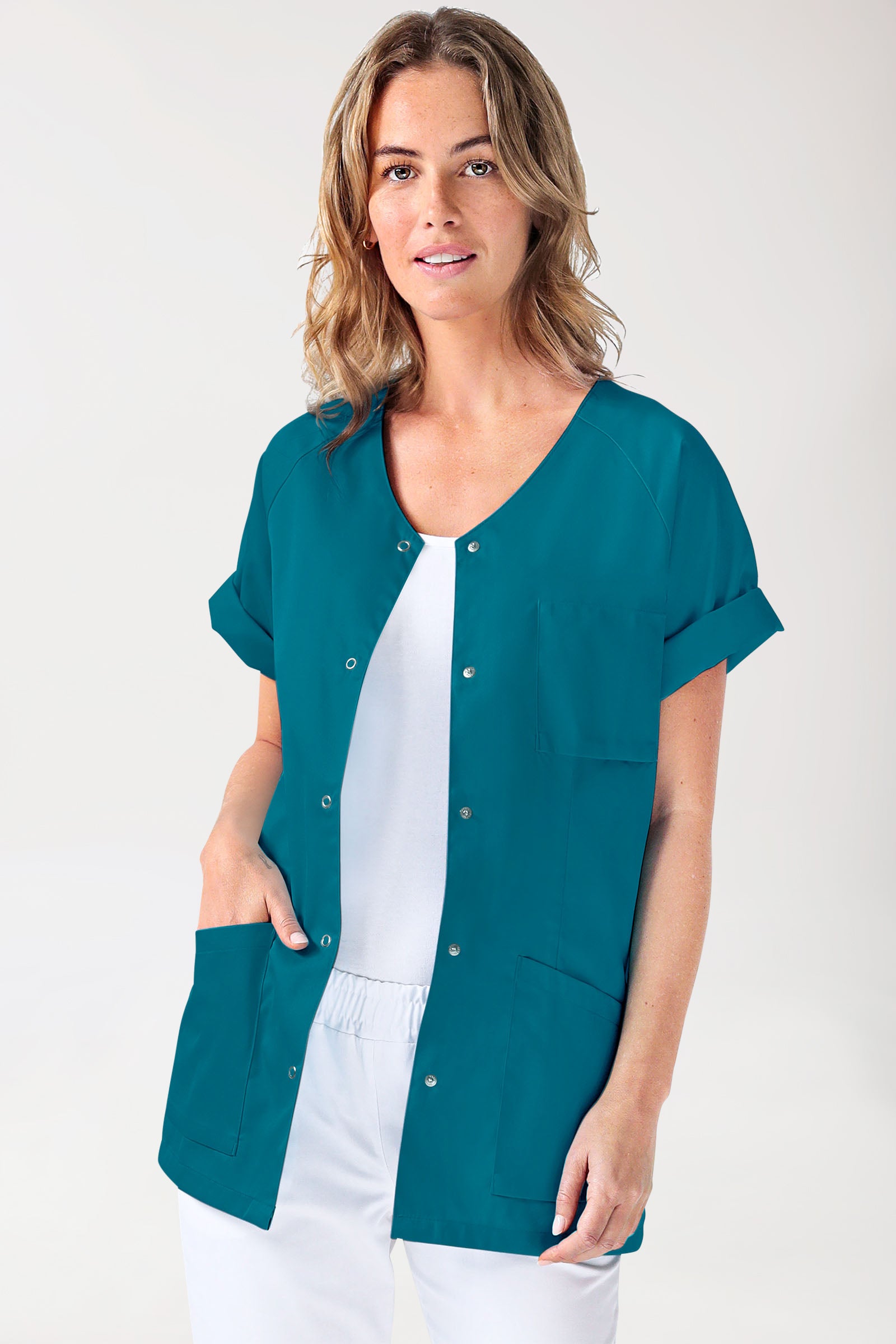 CORE Blouse Femme - Entièrement boutonnée vert pétrole