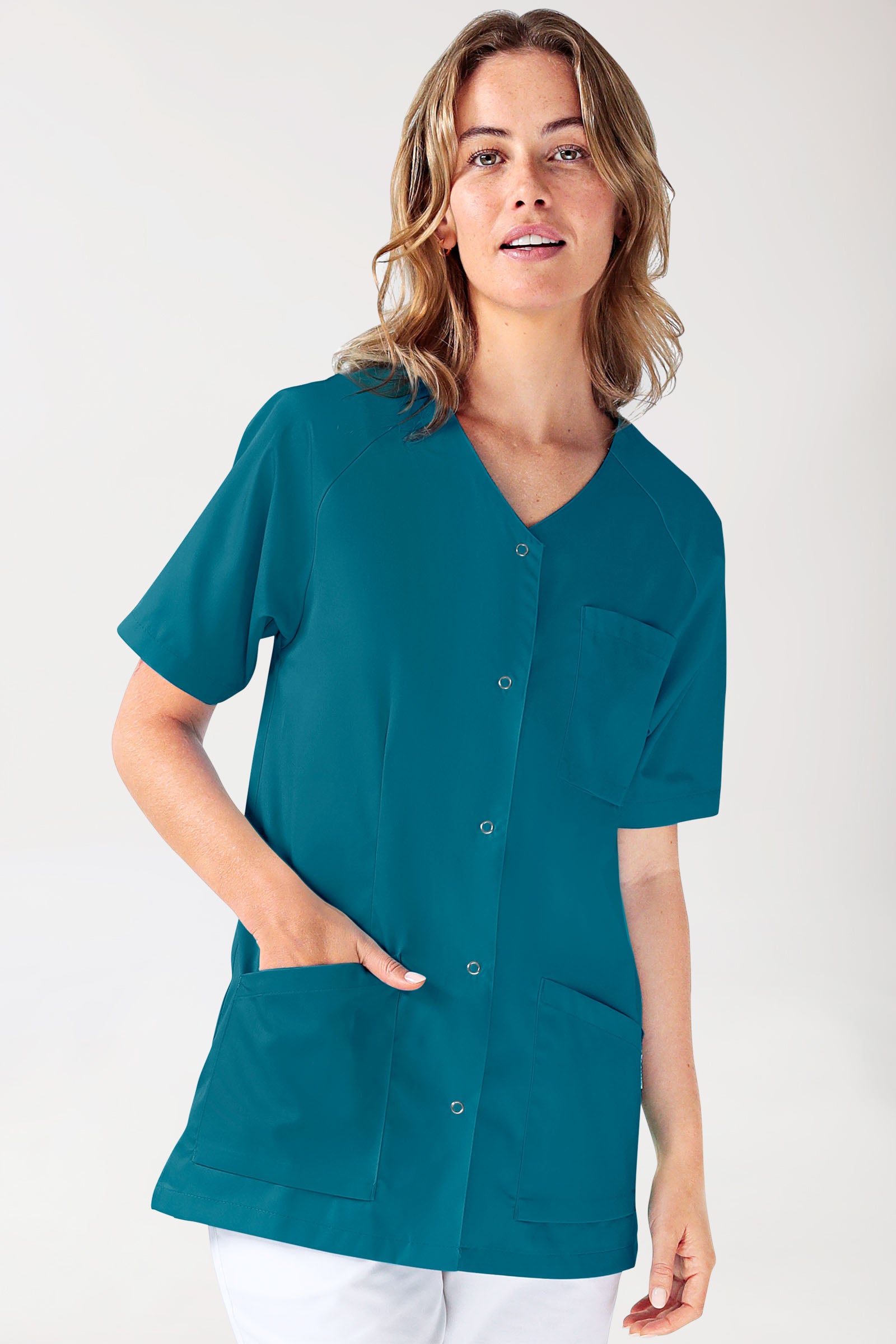 CORE Blouse Femme - Entièrement boutonnée vert pétrole