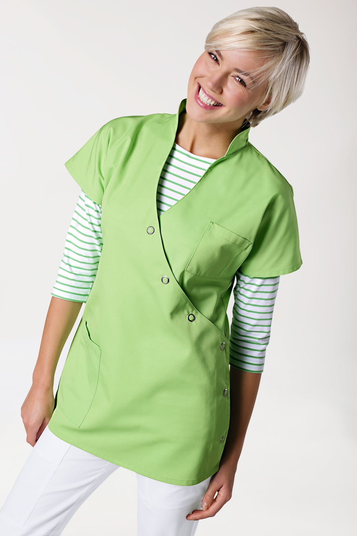 JUST STRONG Blouse Femme - Patte de boutonnage vert pomme