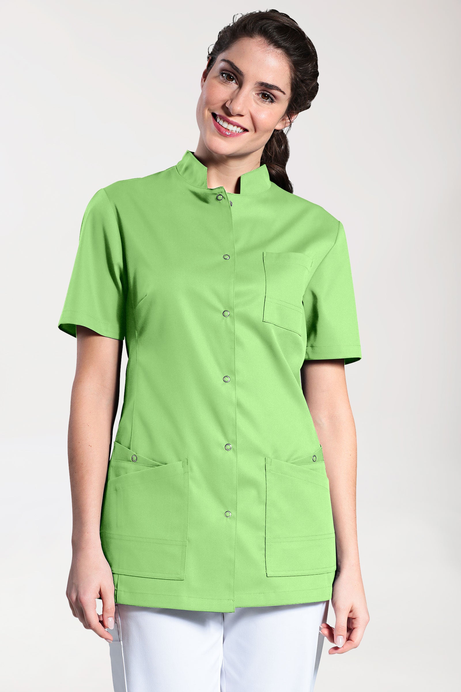 CLINIC STRETCH Tunique Femme - Boutonnée vert pomme