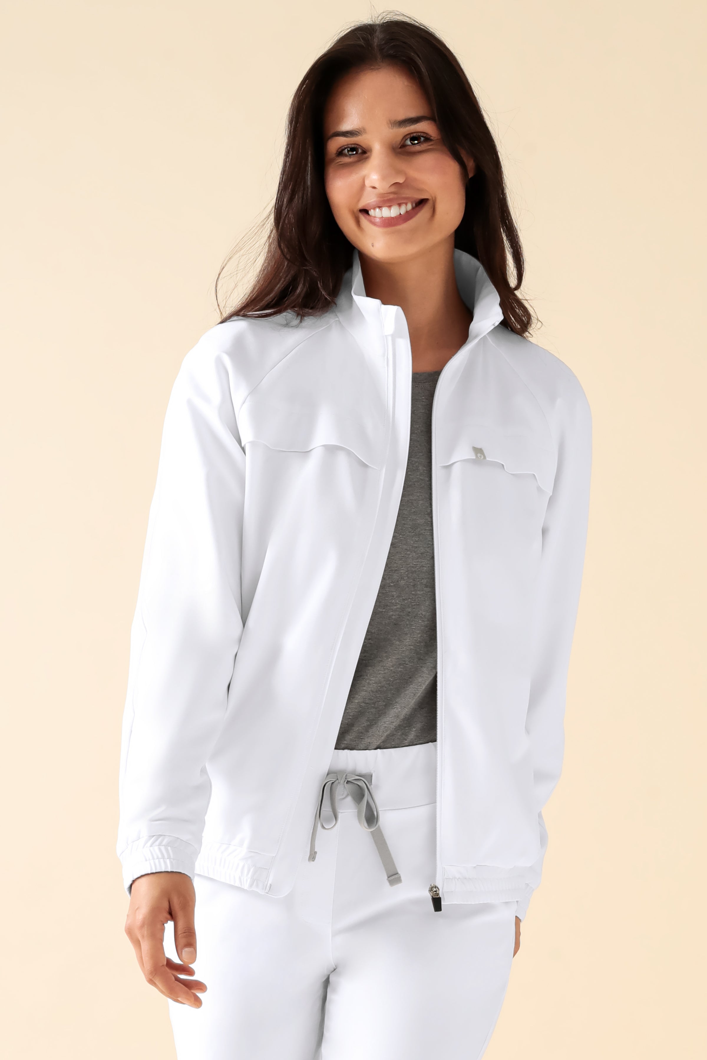 KAERE Veste blouson Femme - Poignet élastiqué blanc