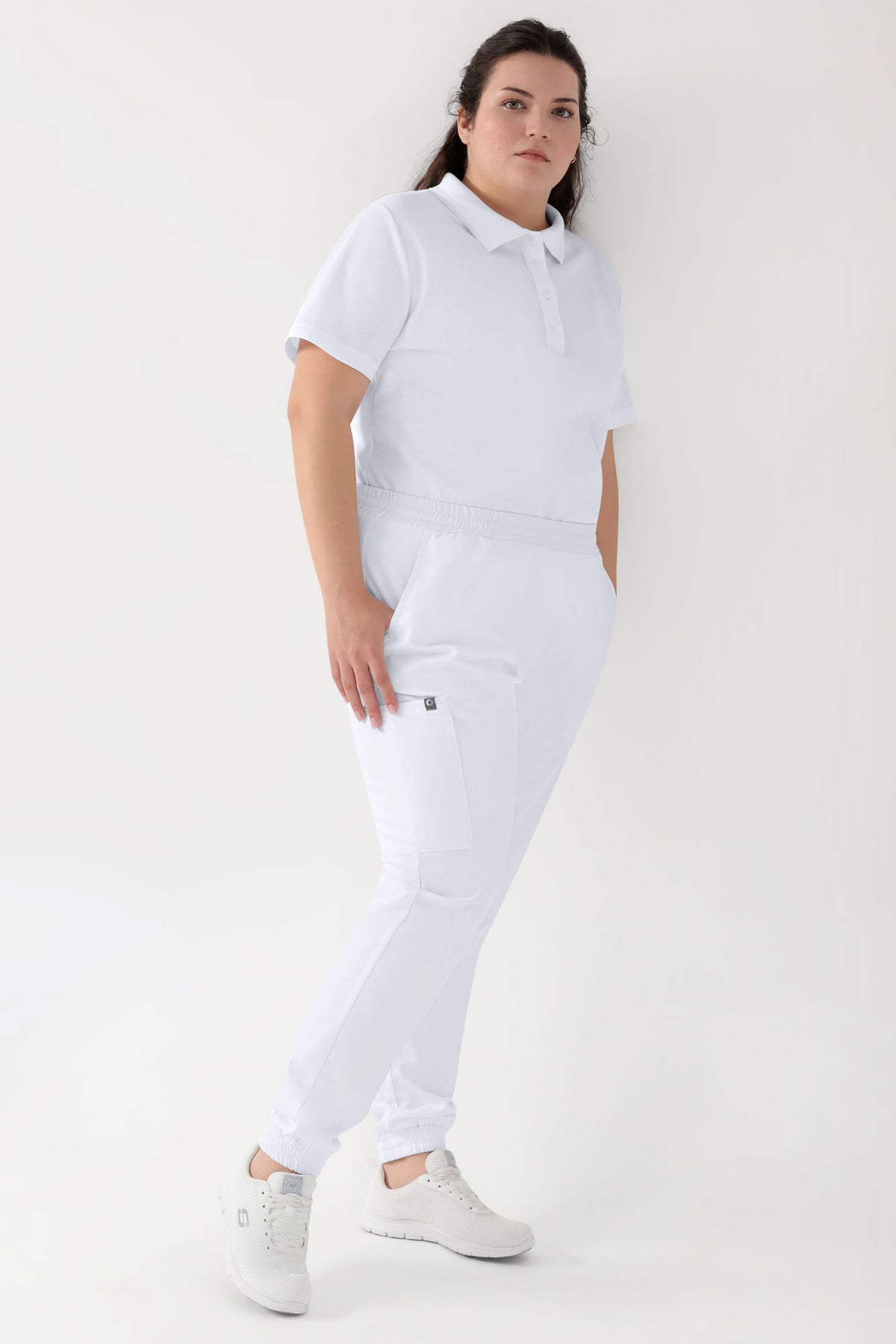 GREEN Pantalon Stretch Femme - Style Jogpant blanc
